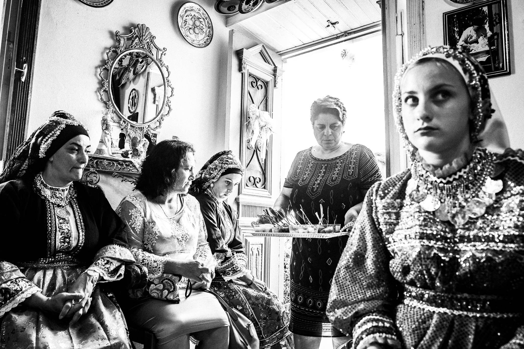 Confections for the guests at a wedding in Olympos, Karpathos, Greece. Black and white photography by George Tatakis
