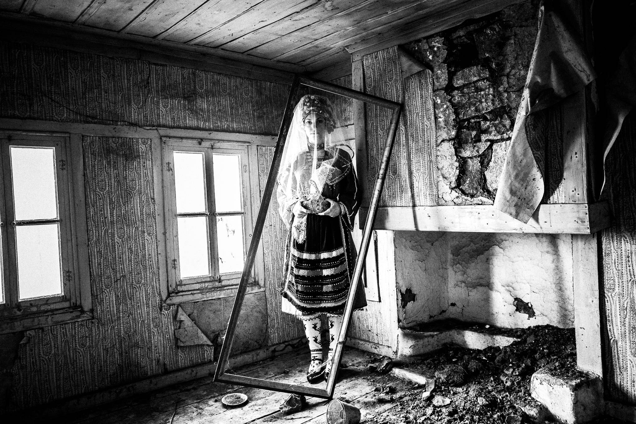 The bride at a local house in Metaxades, Evros, Thrace, Greece, by photographer George Tatakis