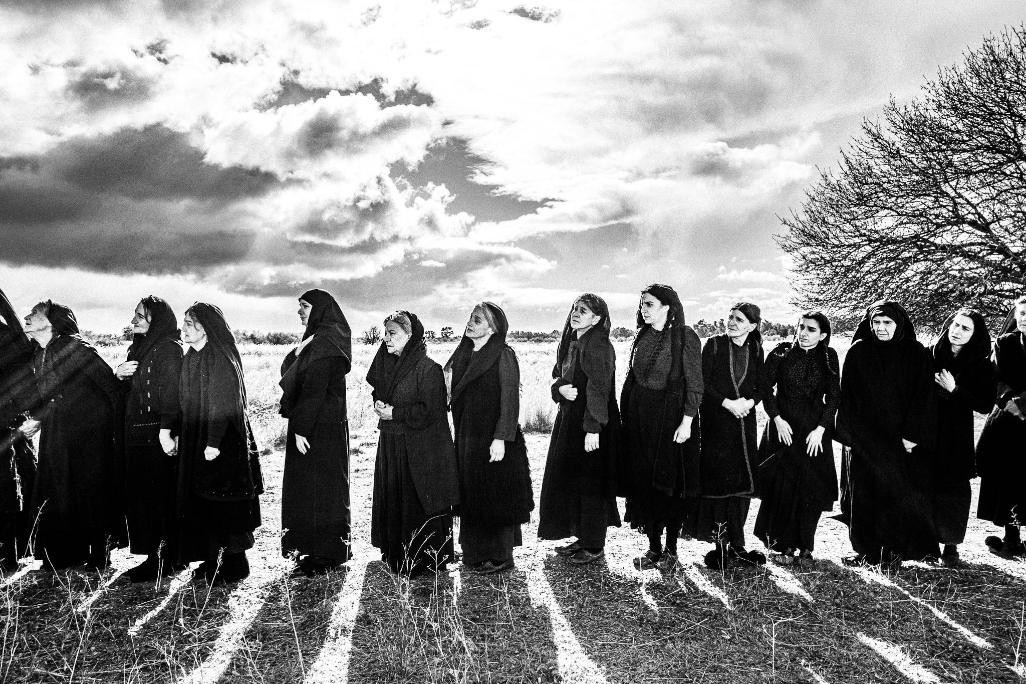 A scene from a dream. Black and white photography by George Tatakis during the filming of 'Φόνισσα'(Fonissa).