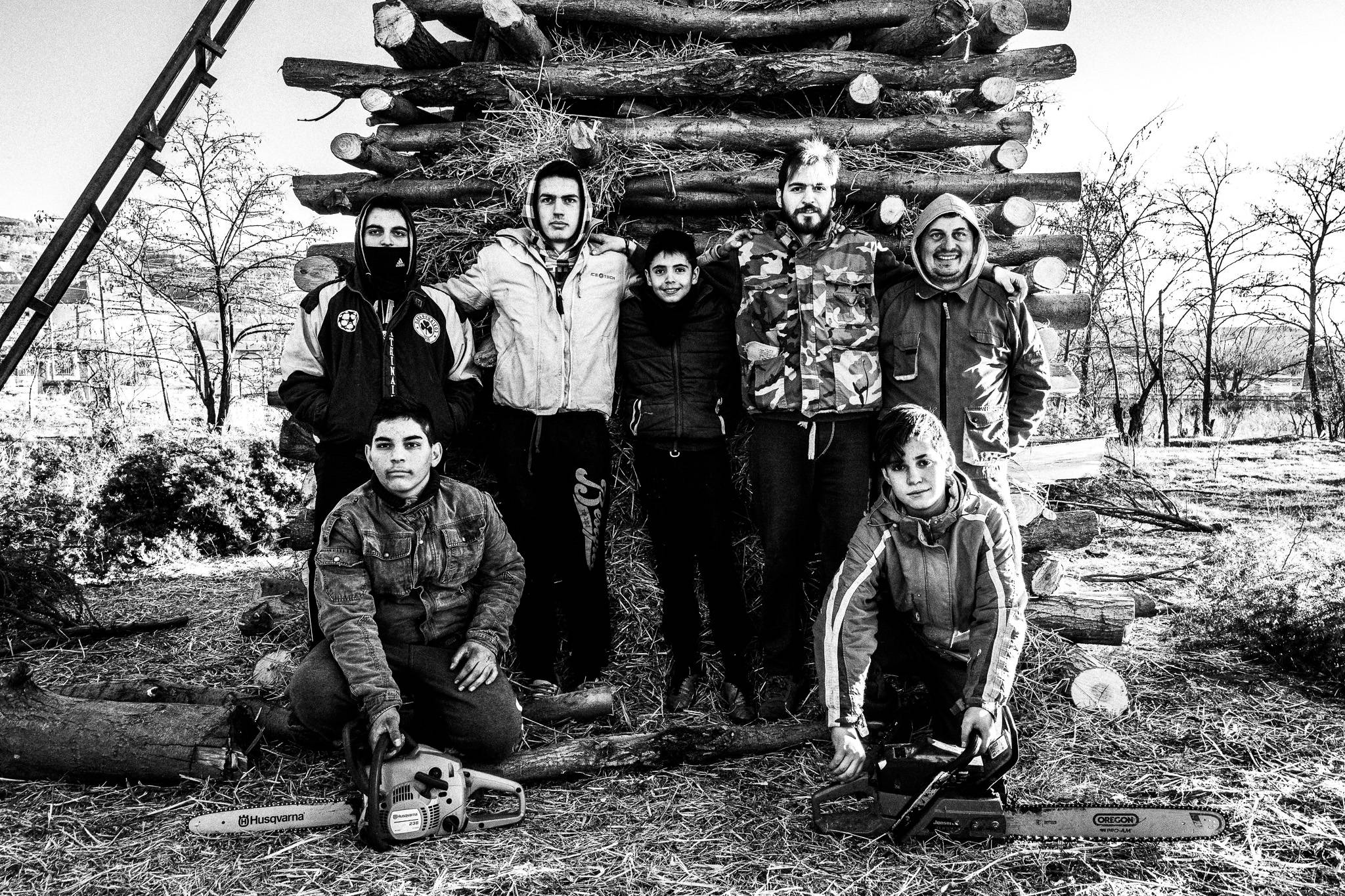 The gang in Achlada, Pagan Christmas customs of Northern Greece, by photographer George Tatakis