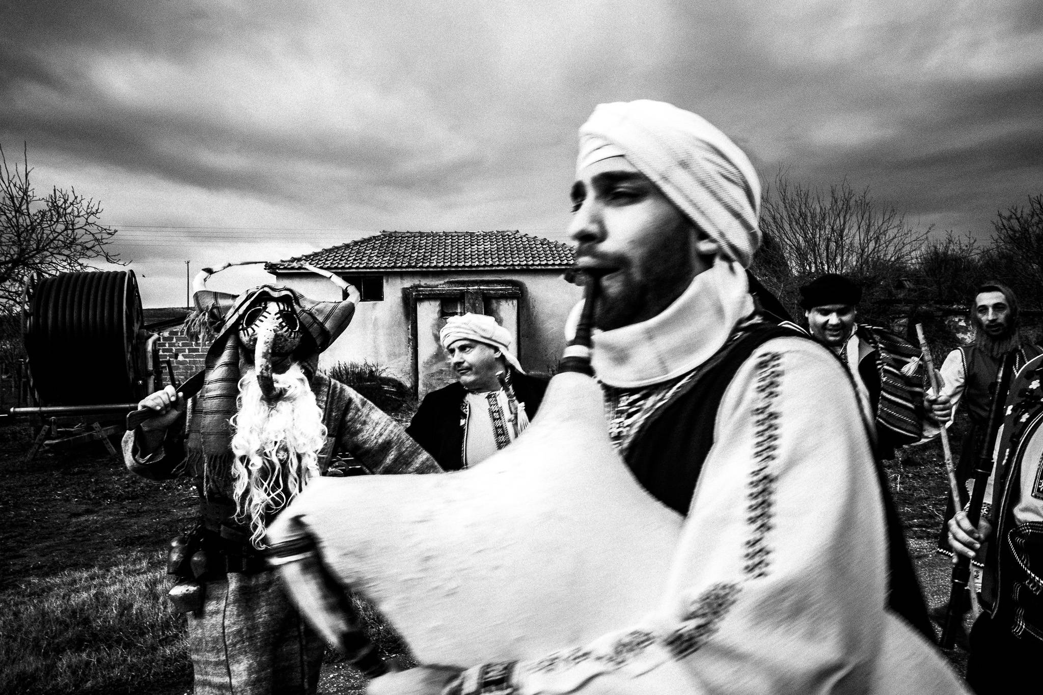 The bagpipe player, Pagan Christmas customs of Northern Greece, by photographer George Tatakis