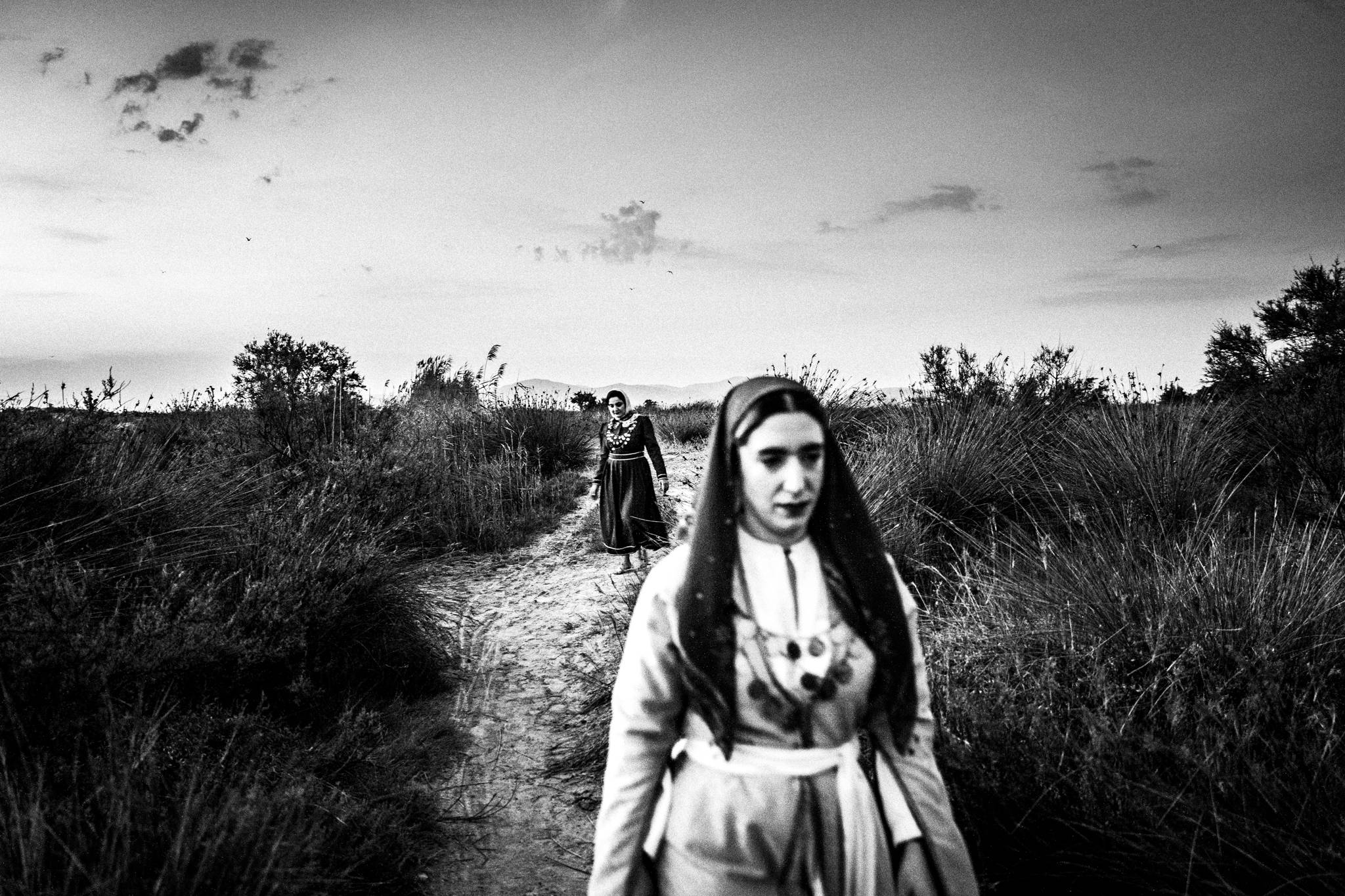 Traditional costumes of Kos in the salt lake of Tigkaki, Kos, by photographer George Tatakis