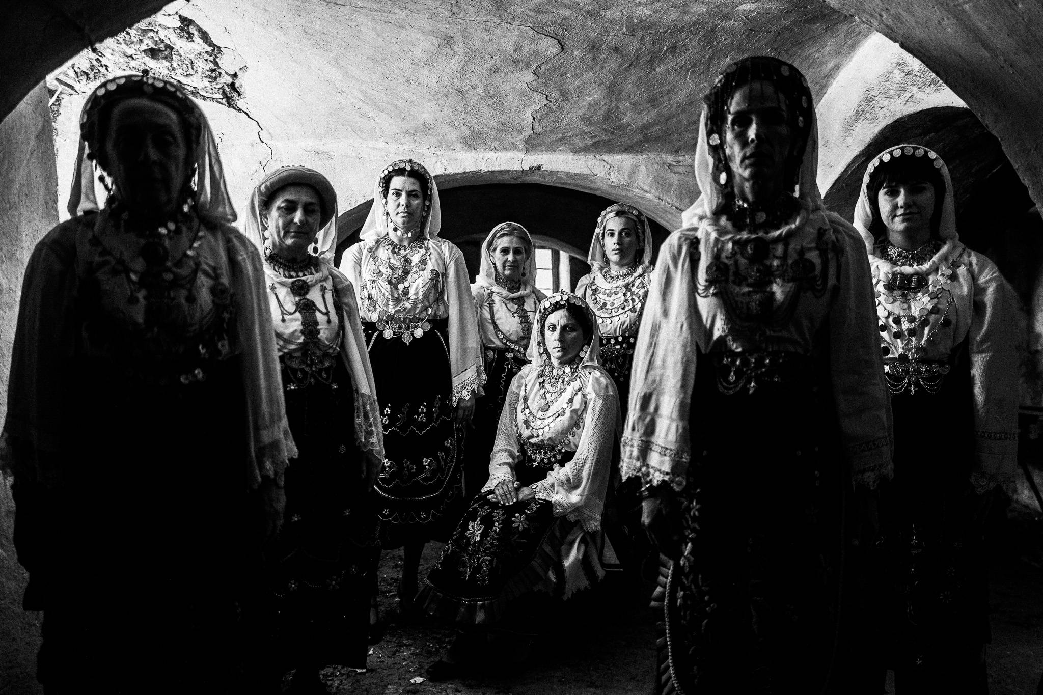 The costumes of Ayia Anna, Euboea, Greece by black-and-white photographer George Tatakis