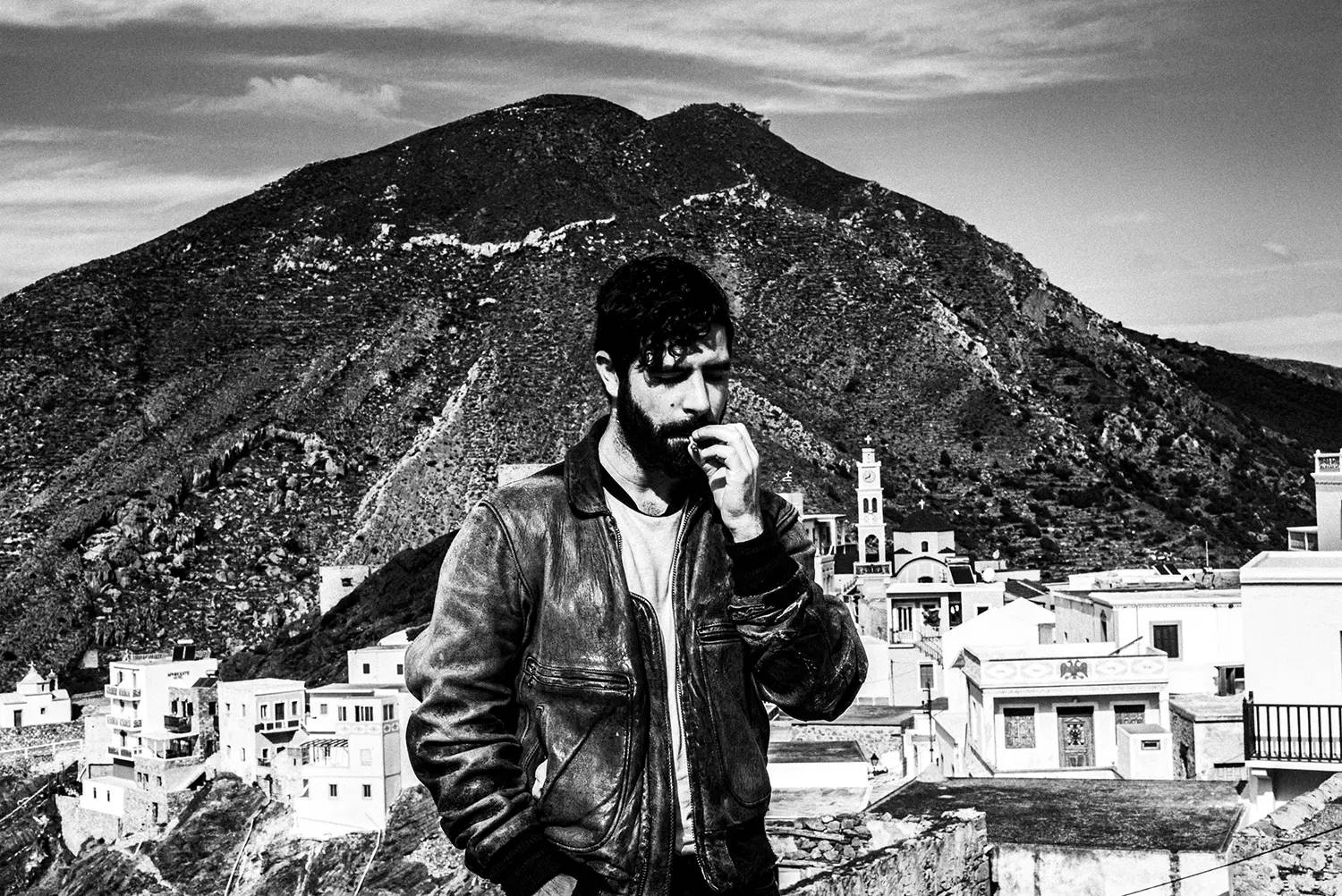 Yannis Philippakis (Foals) around Olympos in Karpathos island, Greece, by photographer George Tatakis
