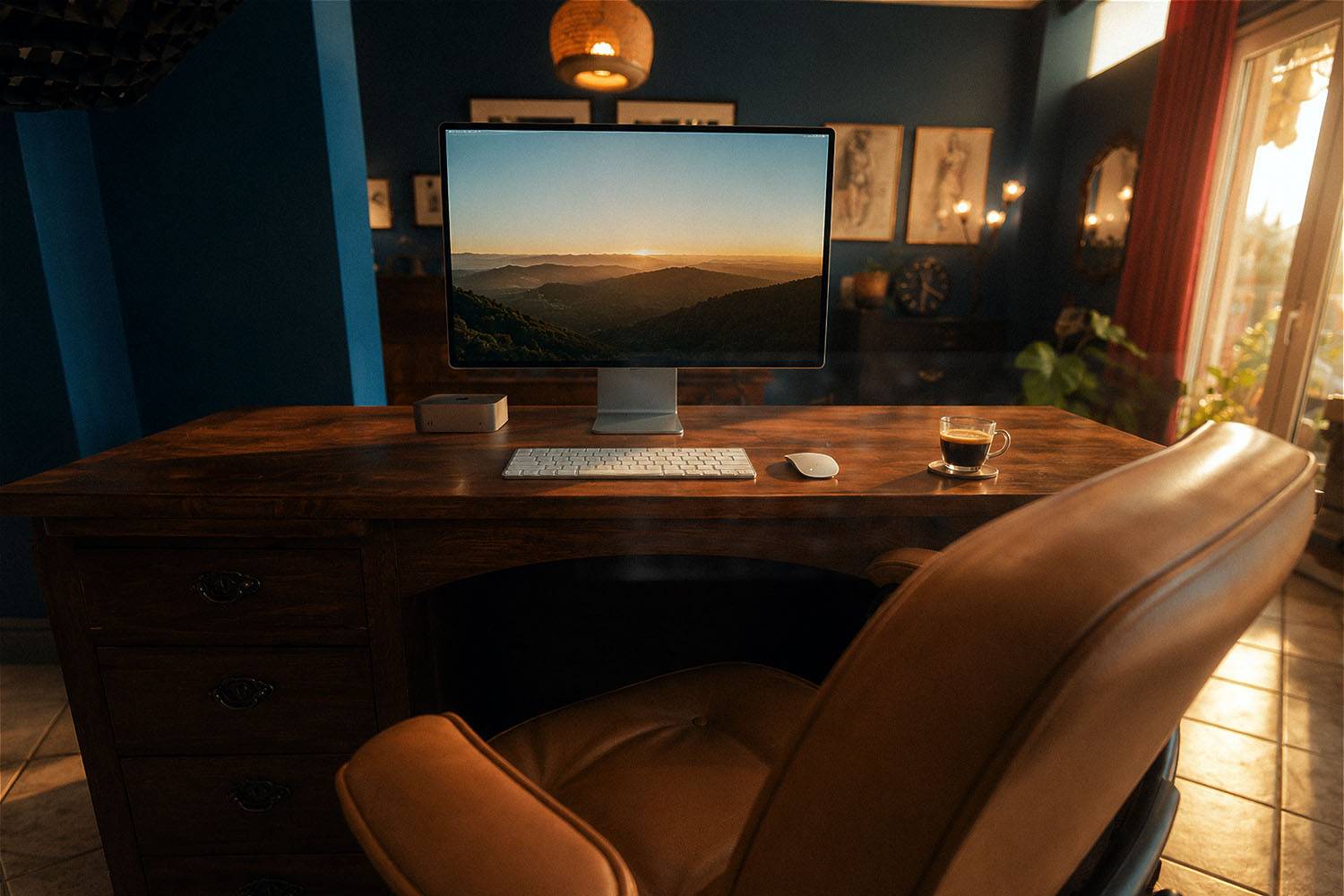 M4 Mac mini και Apple Studio Display στο γραφείο ενός φωτογράφου και κινηματογραφιστή