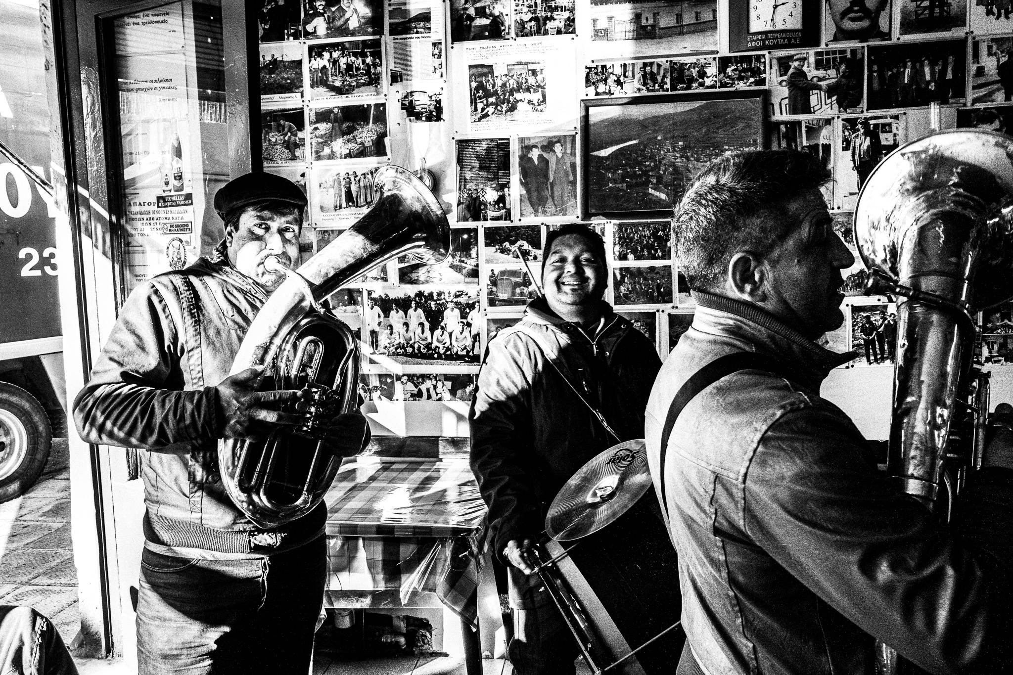 Music in the café, Pagan Christmas customs of Northern Greece, by photographer George Tatakis