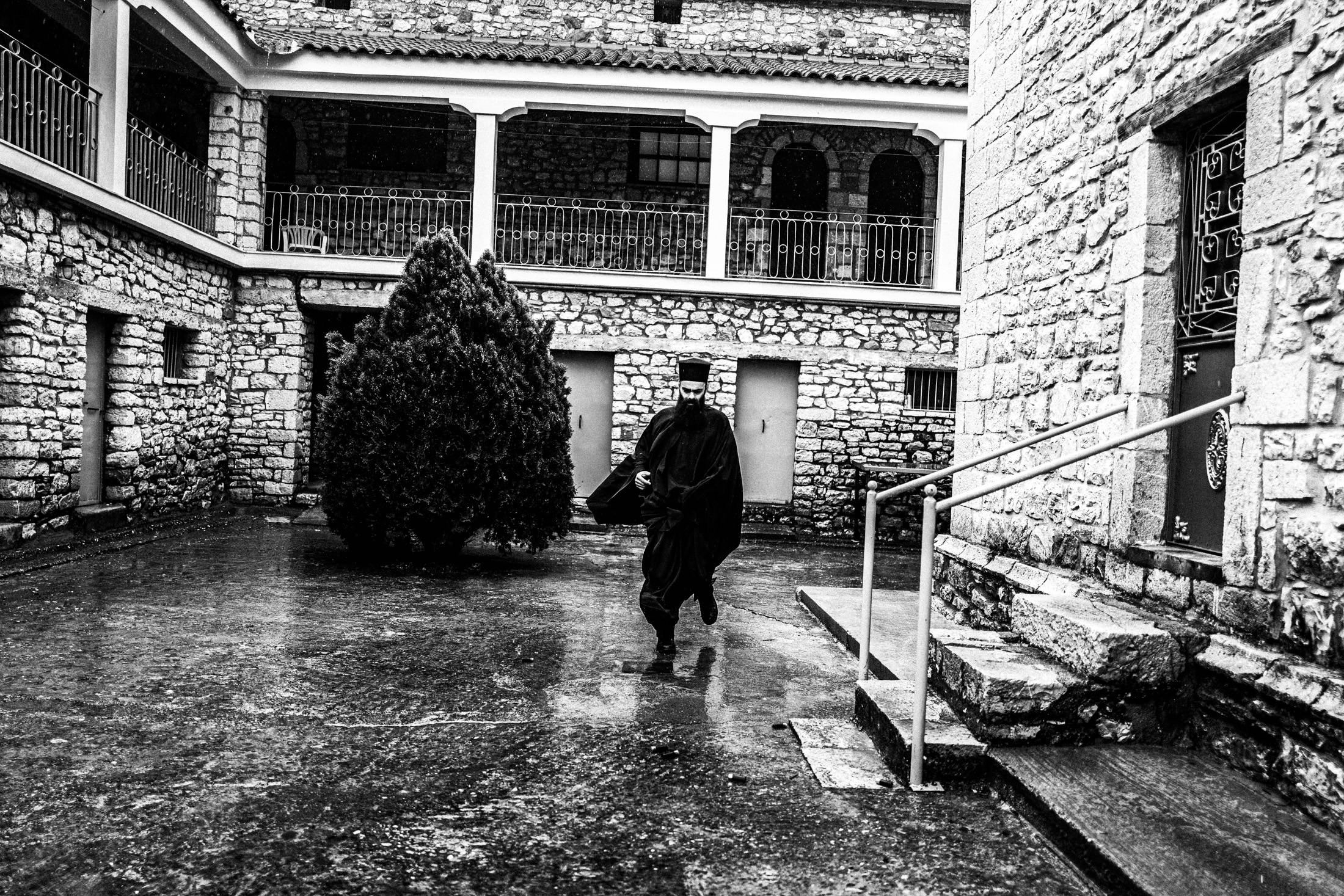 1821 Greek Revolution Creed Reenactment at Agia Lavra, in Kalavryta, Peloponnese, black and white photography from Greece by George Tatakis