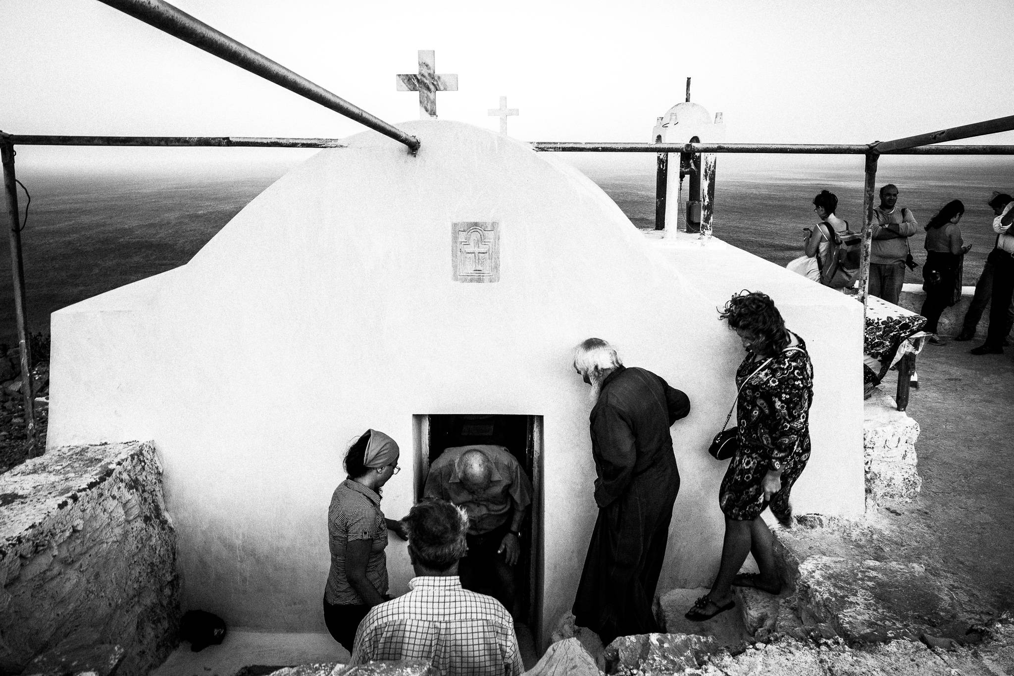 St. Zacharias' church on the island of Saria, Olympos, Karpathos, Greece. Black and white photography by George Tatakis