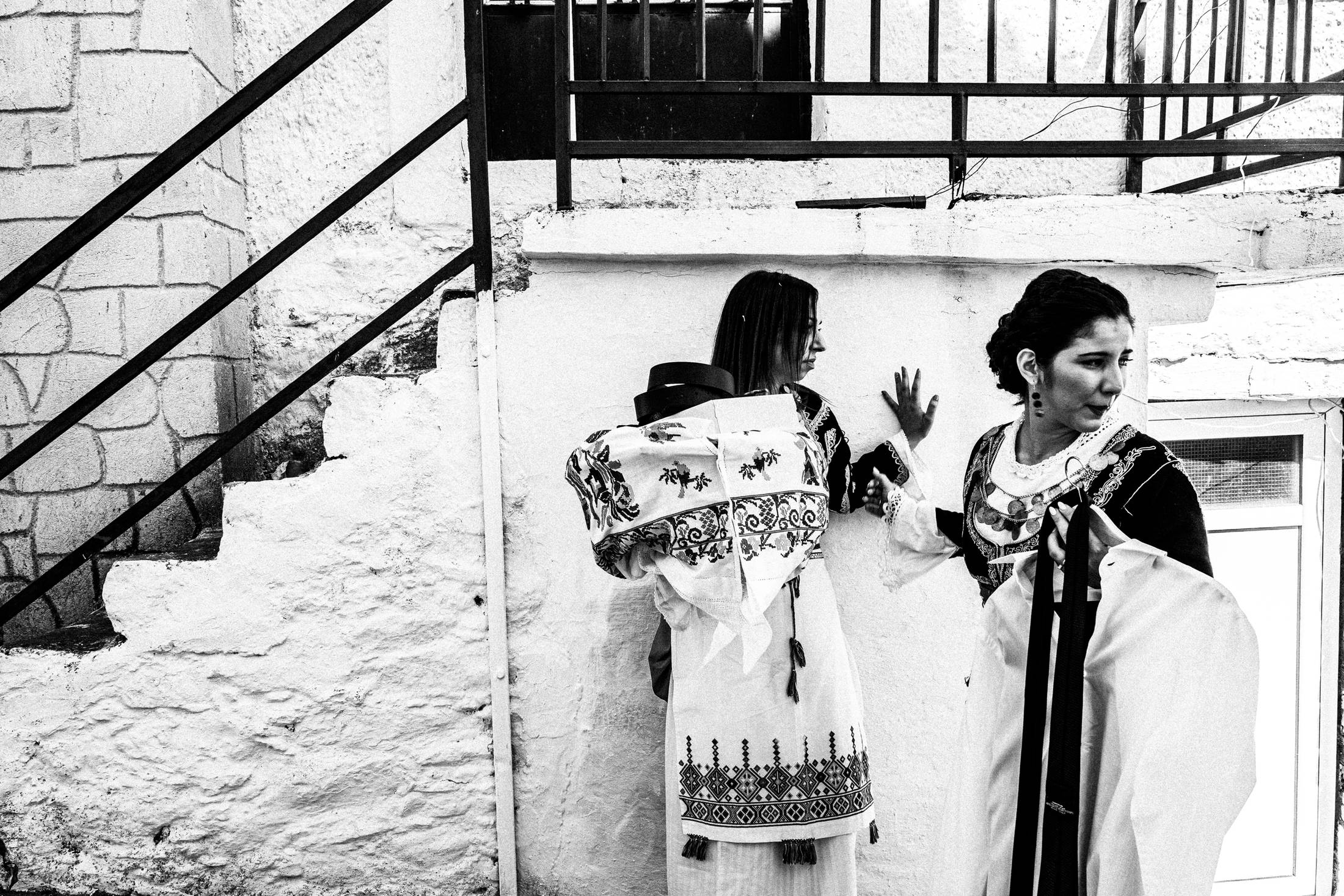 Family and friends before the wedding, Anogia, Rethymnon, Crete, by photographer George Tatakis