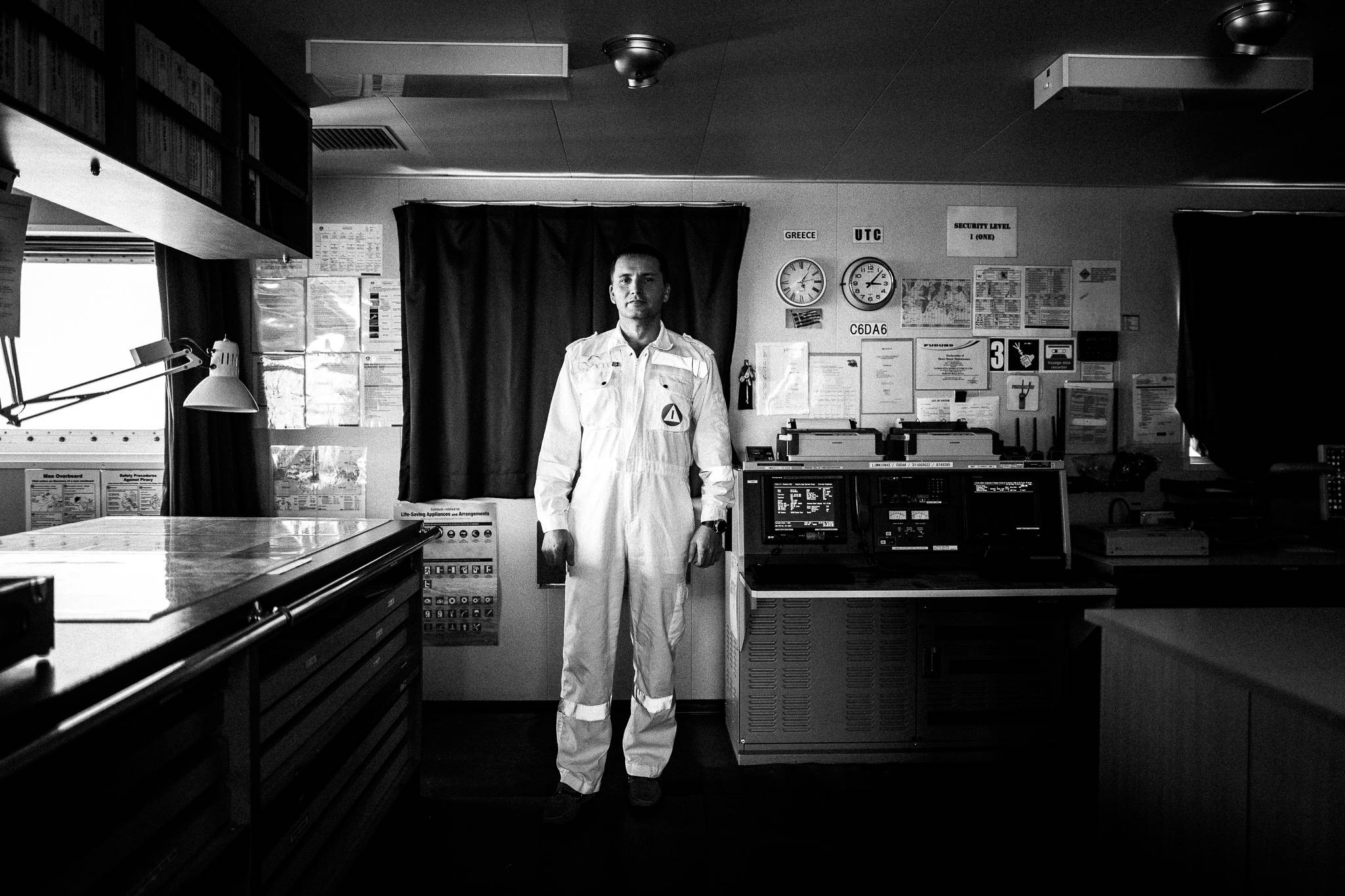 Captain in the bridge, by photographer George Tatakis