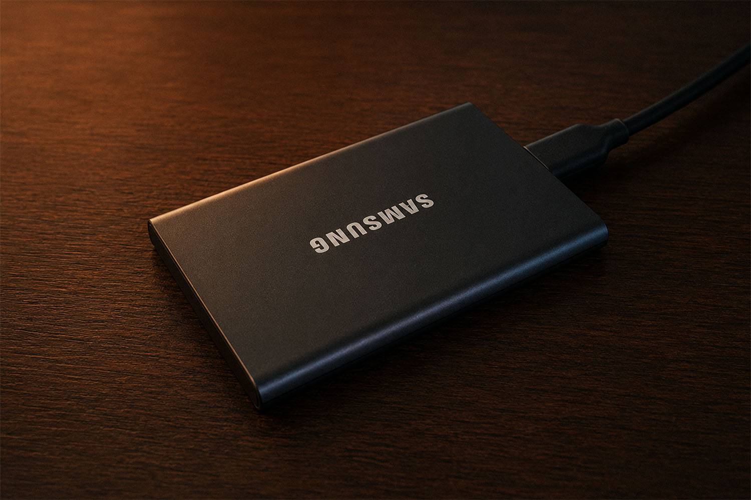 Εξωτερικός SSD συνδεδεμένος με M4 Mac mini για μοντάζ βίντεο στο DaVinci Resolve
