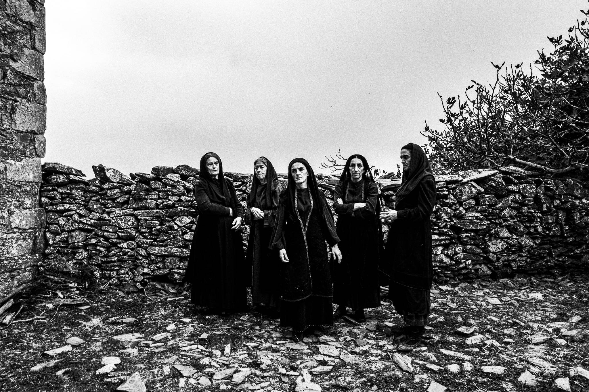 Funeral in 'Fonissa'. Black and white photography by George Tatakis during the filming of 'Φόνισσα'(Fonissa).