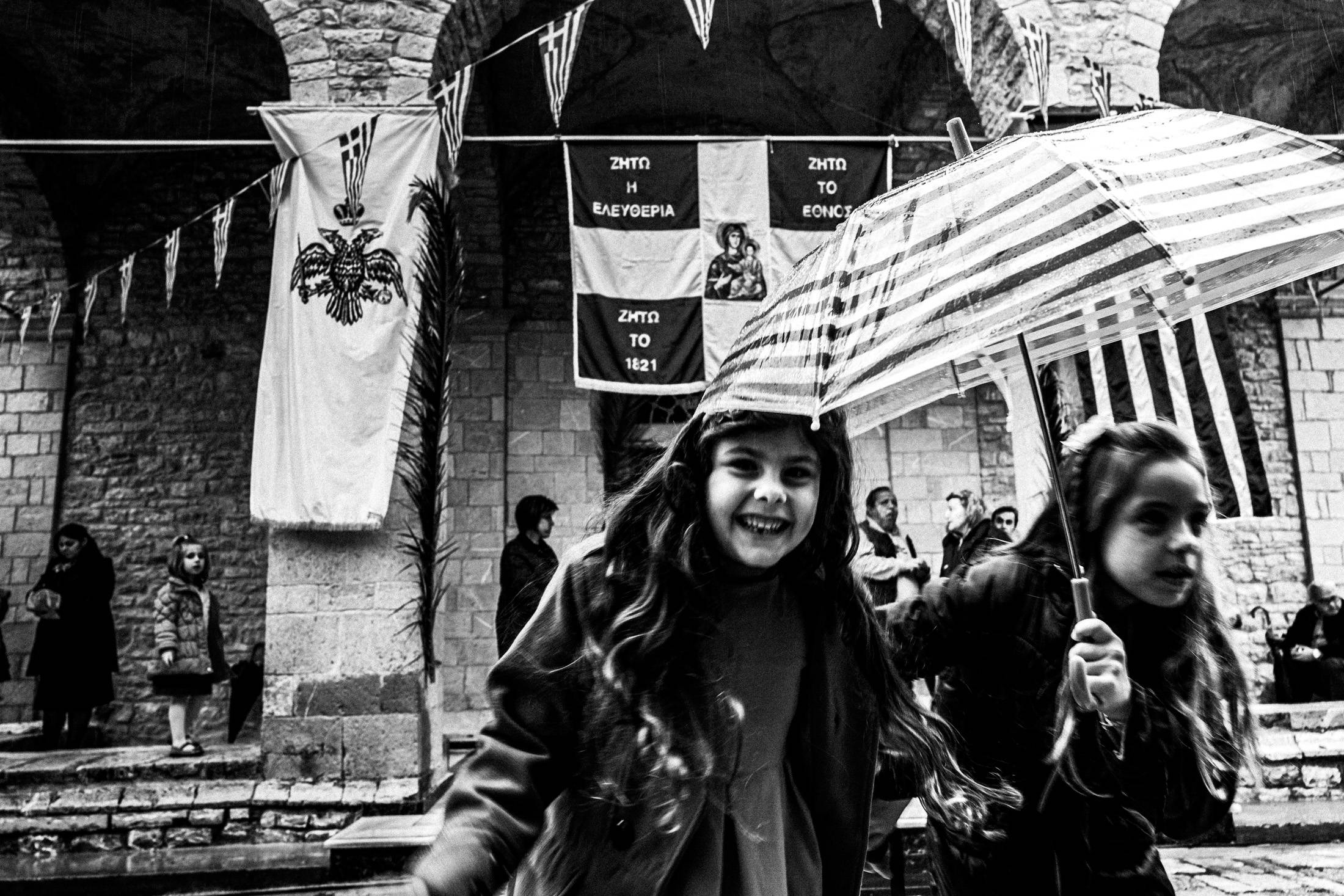1821 Greek Revolution Creed Reenactment at Agia Lavra, in Kalavryta, Peloponnese, black and white photography from Greece by George Tatakis