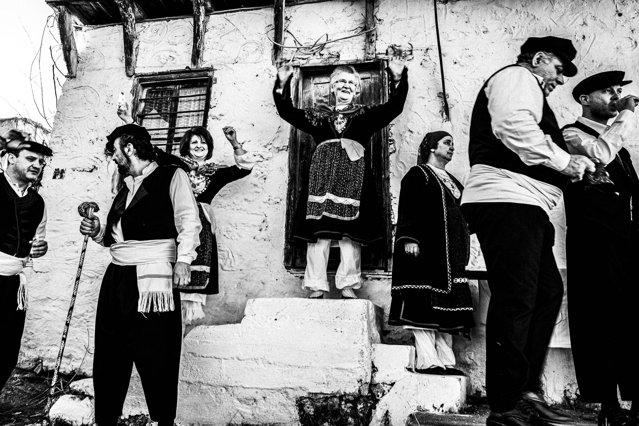 Babugera party at Monastiraki, Pagan Christmas customs of Northern Greece, by photographer George Tatakis