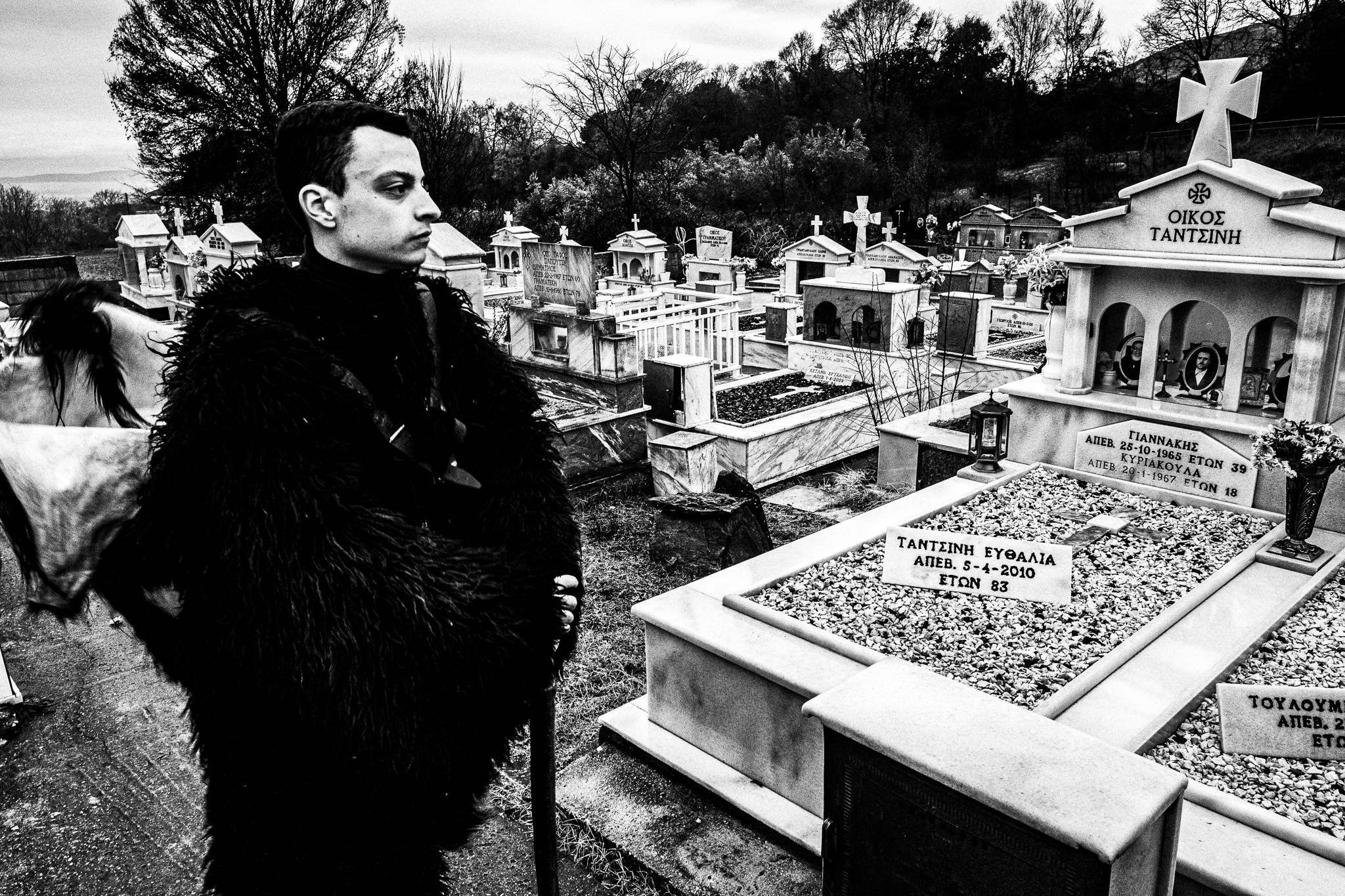 Arapides honouring the dead, Pagan Christmas customs of Northern Greece, by photographer George Tatakis