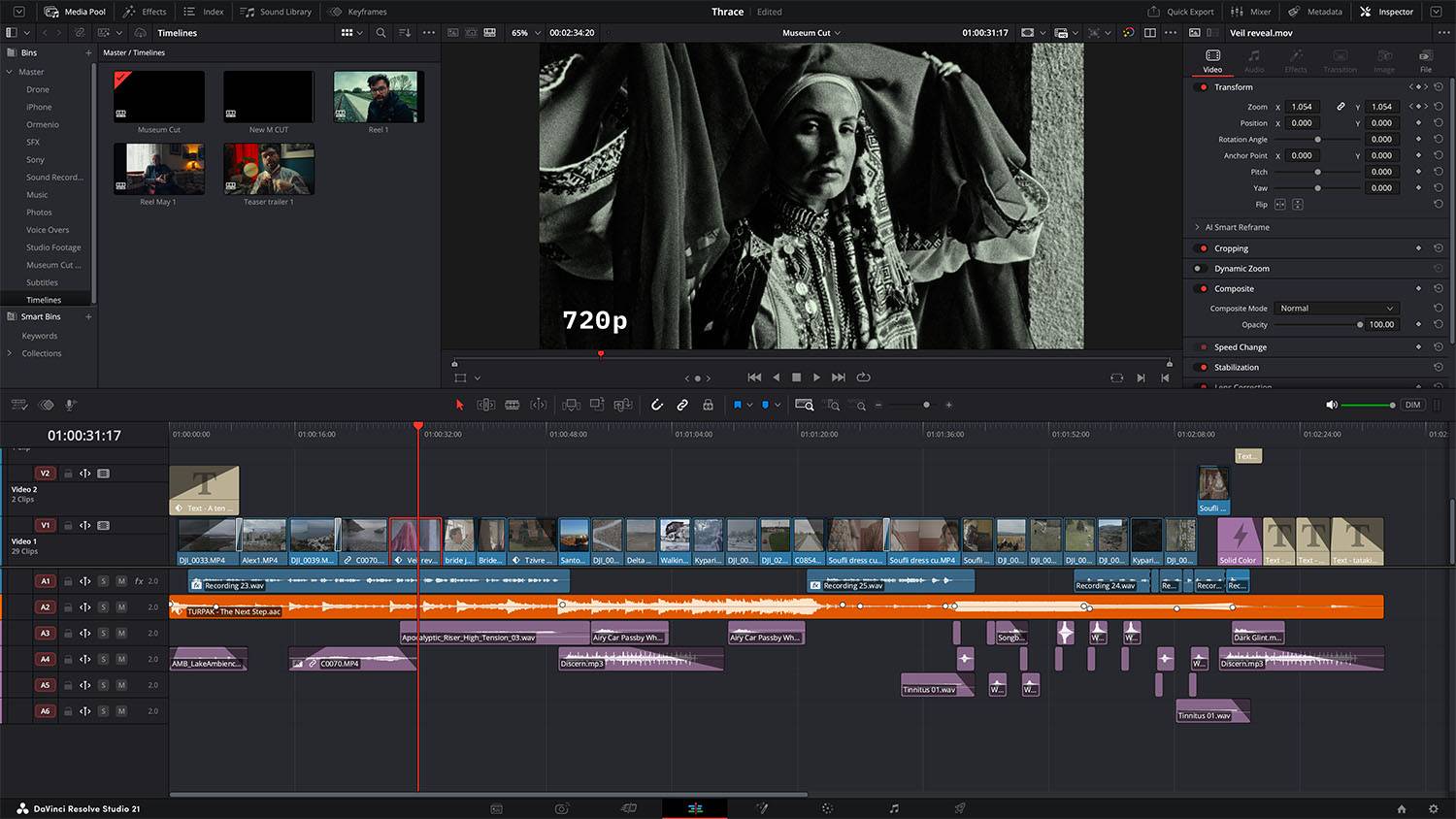 Ρυθμίσεις χρονογραμμής DaVinci Resolve με μειωμένη ανάλυση αναπαραγωγής σε παλιότερο Mac