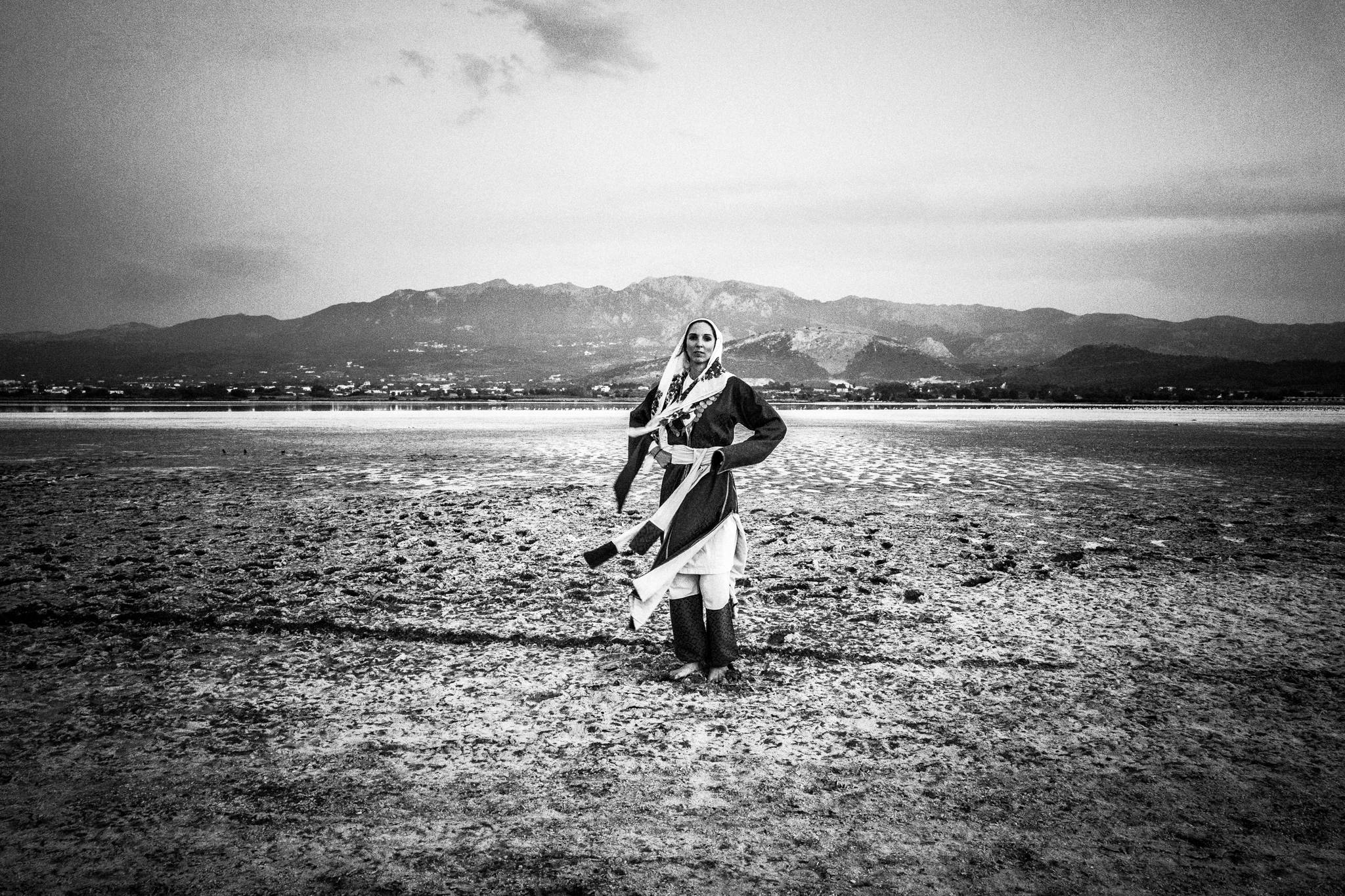 Traditional costumes of Kos in the salt lake of Tigkaki, Kos, by photographer George Tatakis