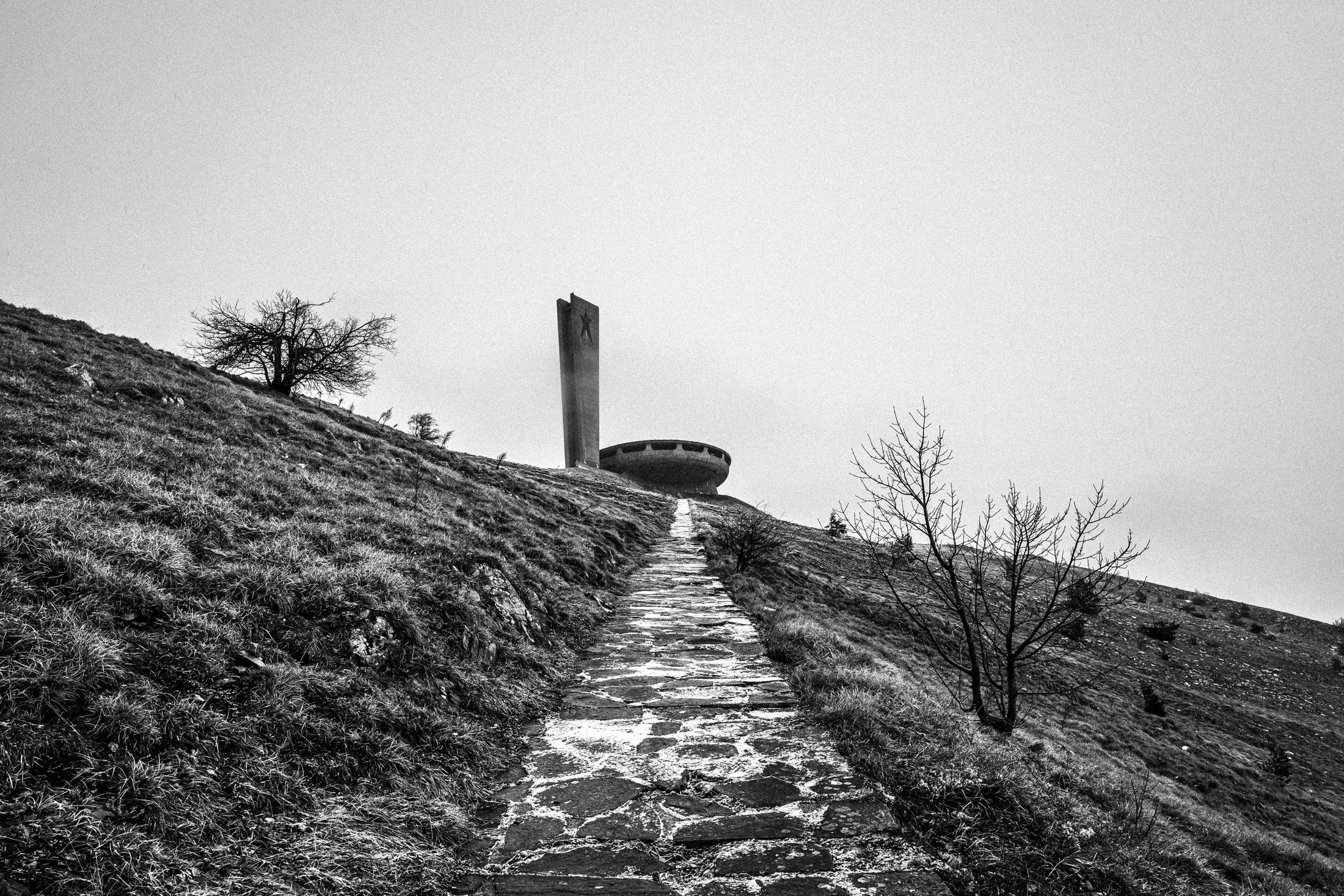 Buzludzha from afar, Bulgaria, by photographer George Tatakis