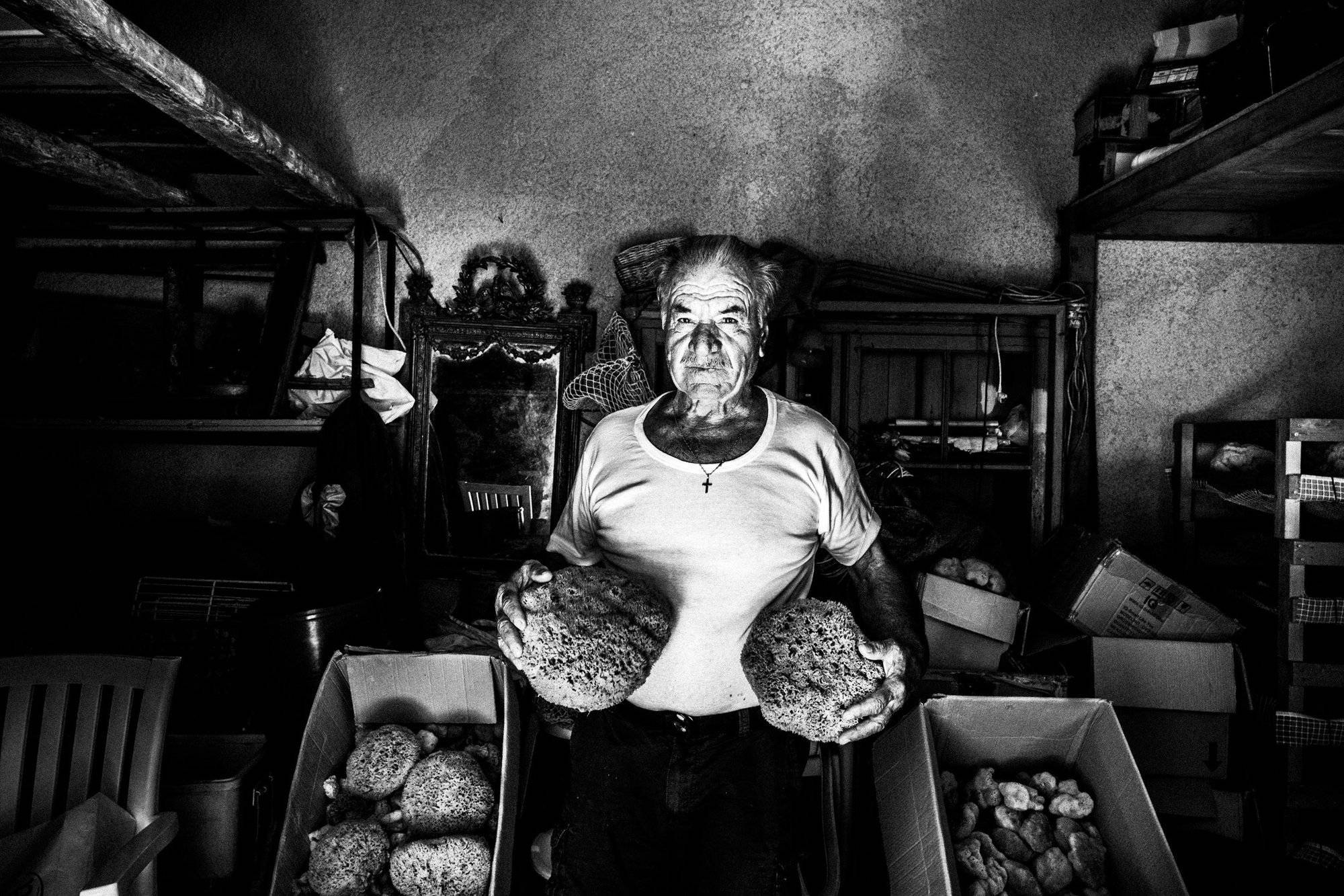 Antonis Kampourakis at his warehouse. Greece. South Aegean. Kalymnos. © George Tatakis