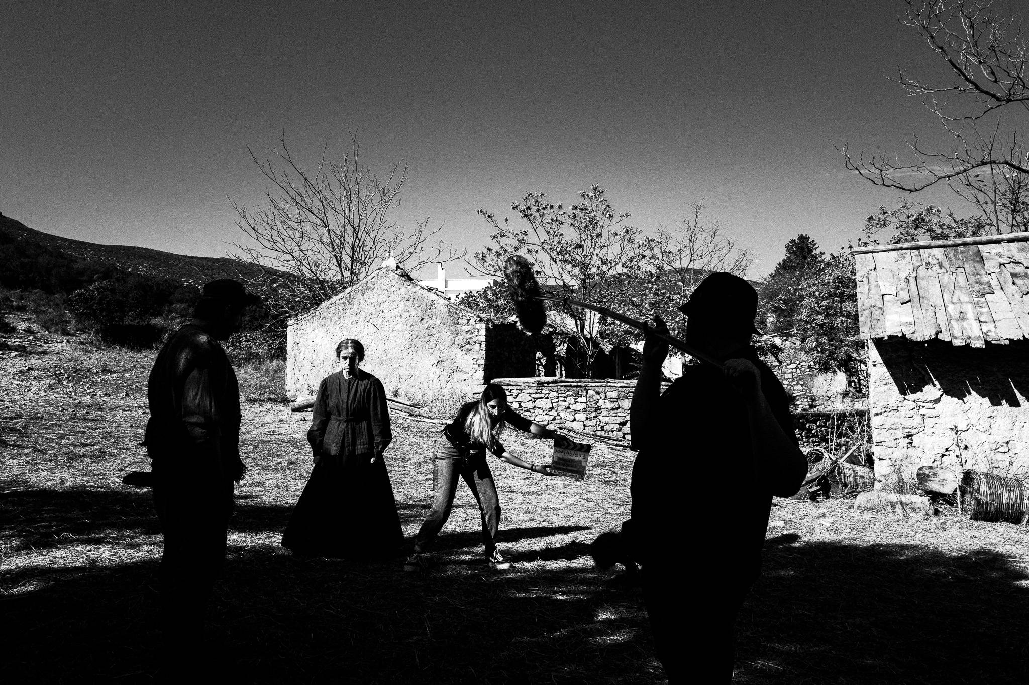 Backstage during 'Fonissa'. Black and white photography by George Tatakis during the filming of 'Φόνισσα'(Fonissa).