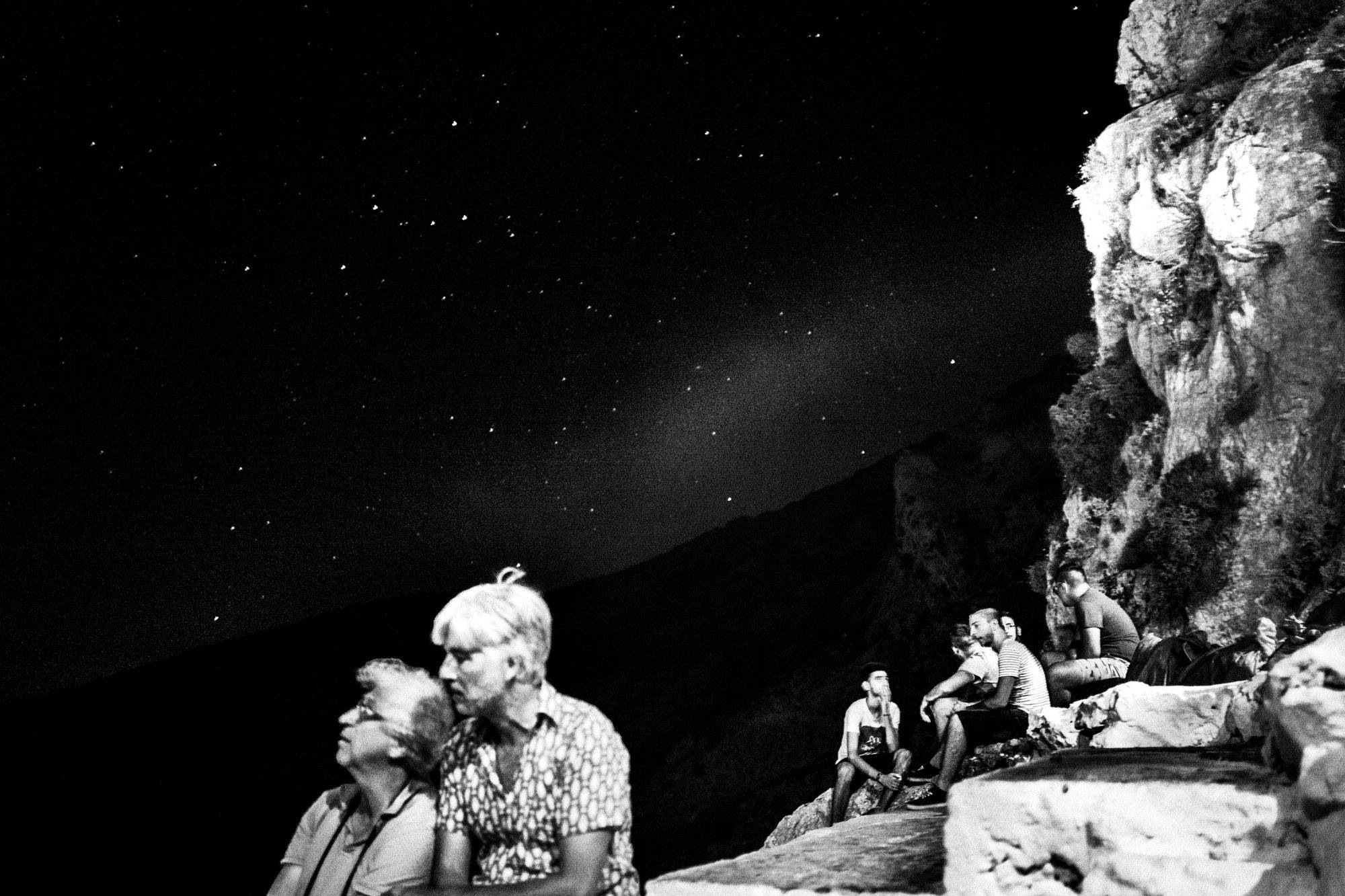 The starry night sky outside the Monastery Greece. South Aegean. Kalymnos. © George Tatakis
