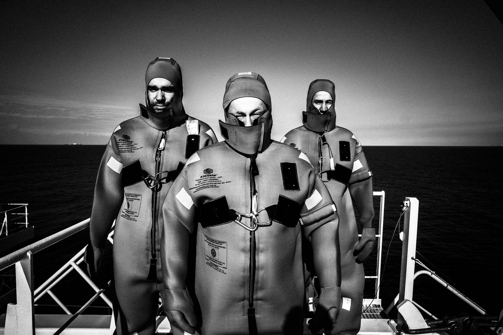 Wearing the immersion suit by photographer George Tatakis