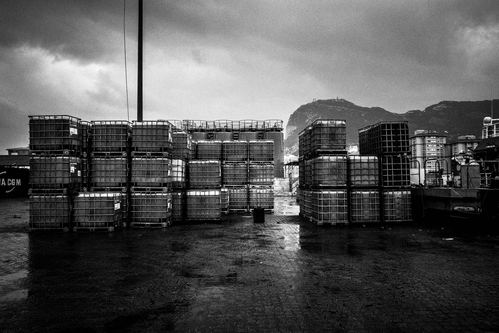 Oil containers at the port, by photographer George Tatakis