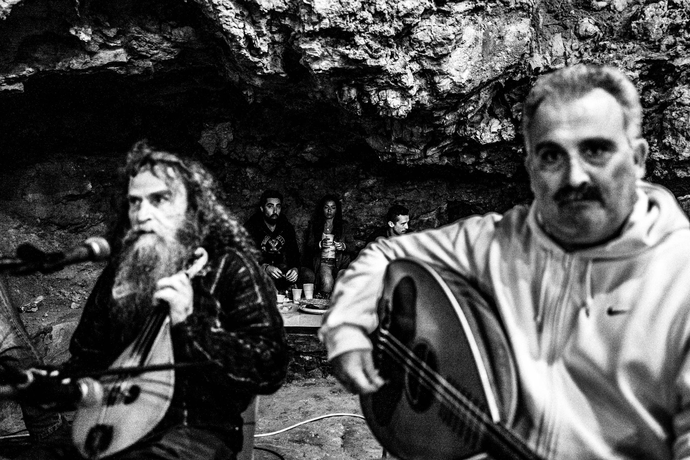 Music and singing around St Fanouris' church at Psiloritis, Anogia, Rethymnon, Crete, by photographer George Tatakis