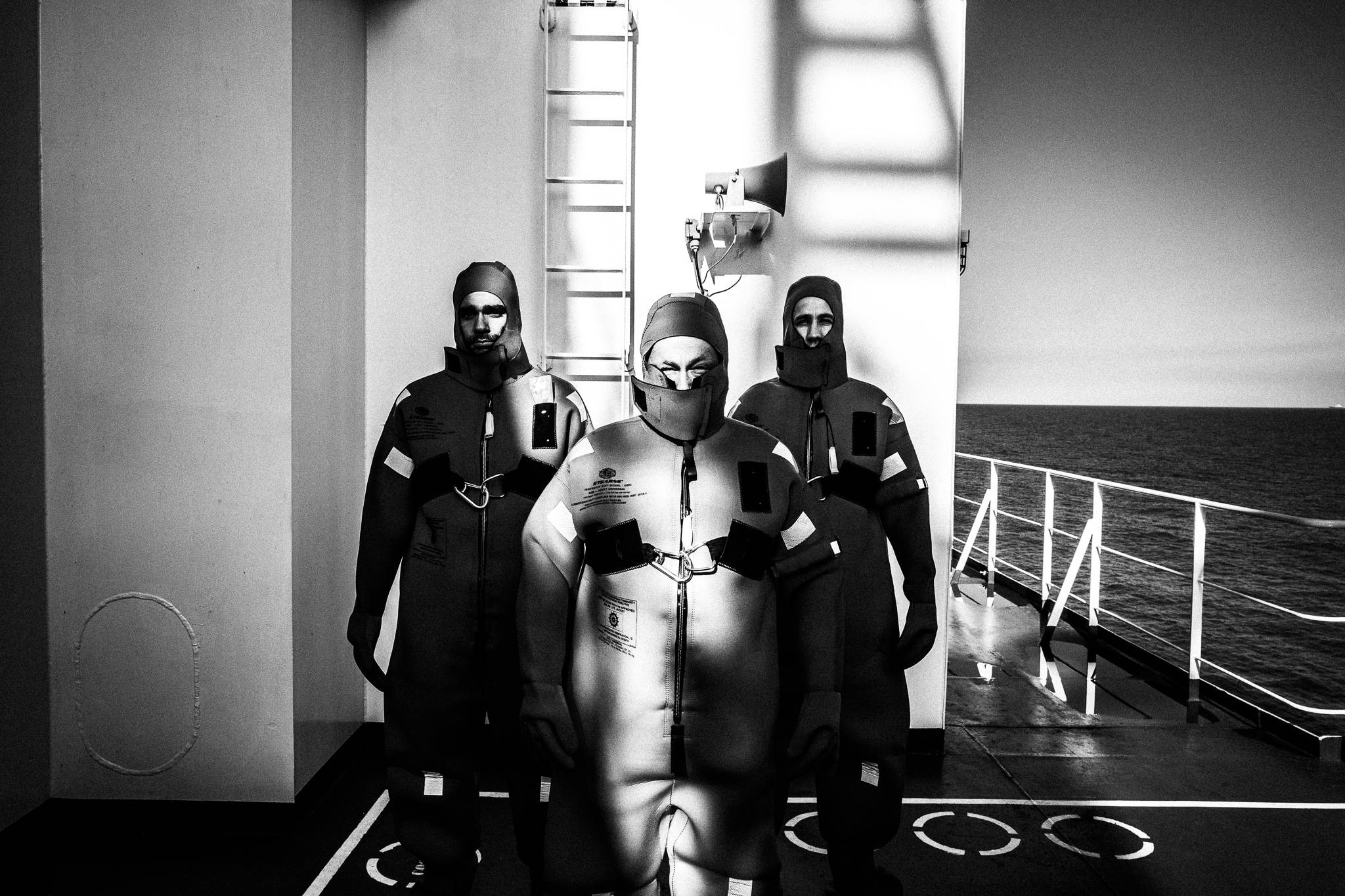 Wearing the immersion suit by photographer George Tatakis