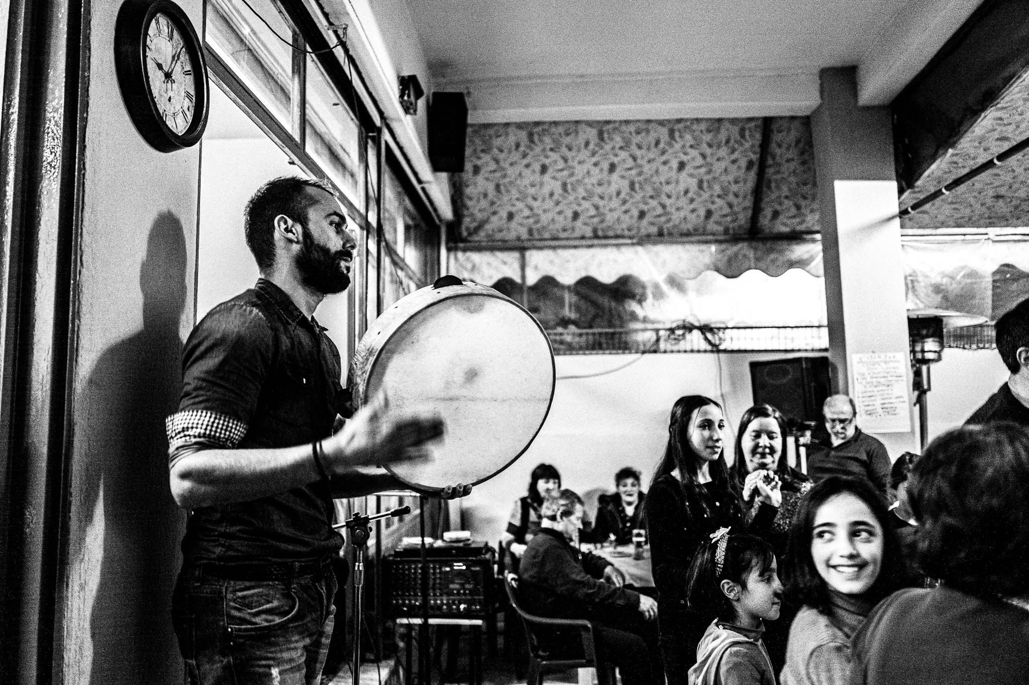 Music and dancing at Pyrgi, Pagan Christmas customs of Northern Greece, by photographer George Tatakis