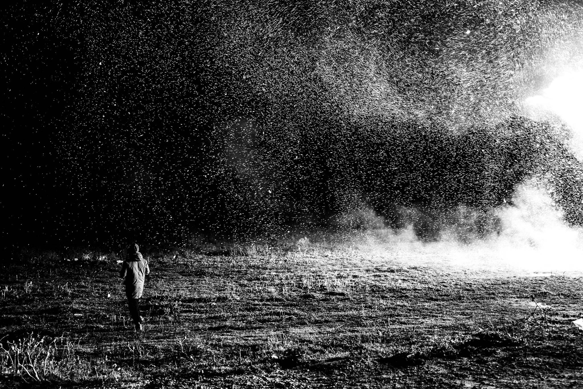 The scale of the bonfire, Pagan Christmas customs of Northern Greece, by photographer George Tatakis
