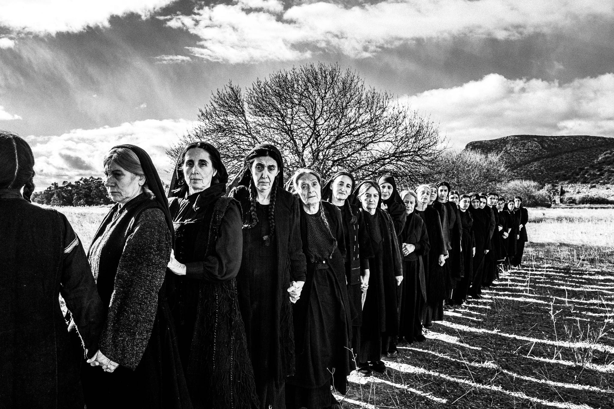 Scene from a dream. Black and white photography by George Tatakis during the filming of 'Φόνισσα'(Fonissa).