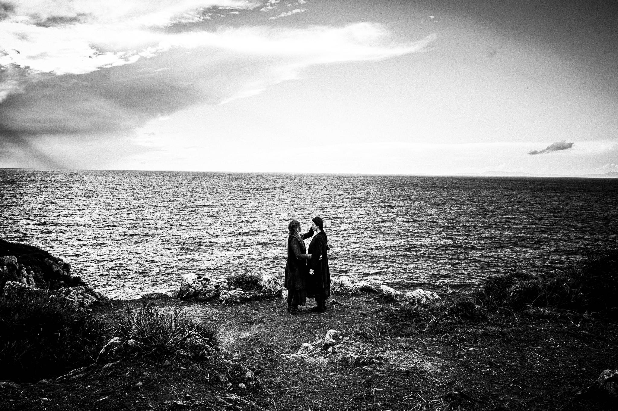 Last scene of Fonissa. Black and white photography by George Tatakis during the filming of 'Φόνισσα'(Fonissa).