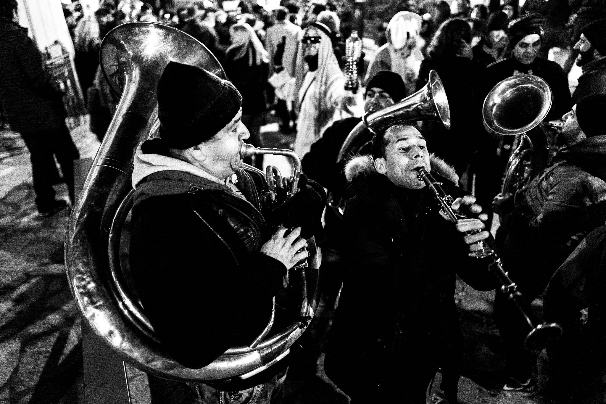 A trumpetist playing, Pagan Christmas customs of Northern Greece, by photographer George Tatakis