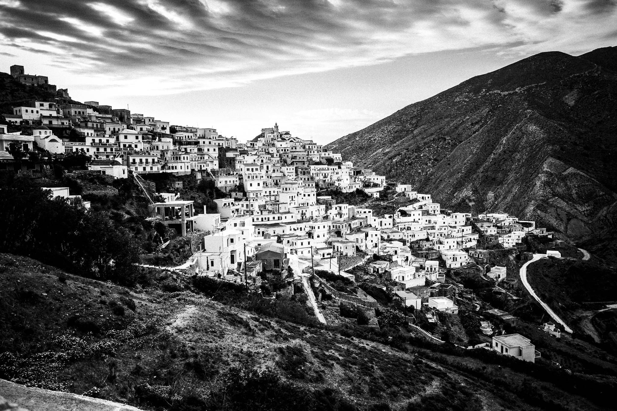 View of the village of Olympos, on the island of Karpathos, Greece.