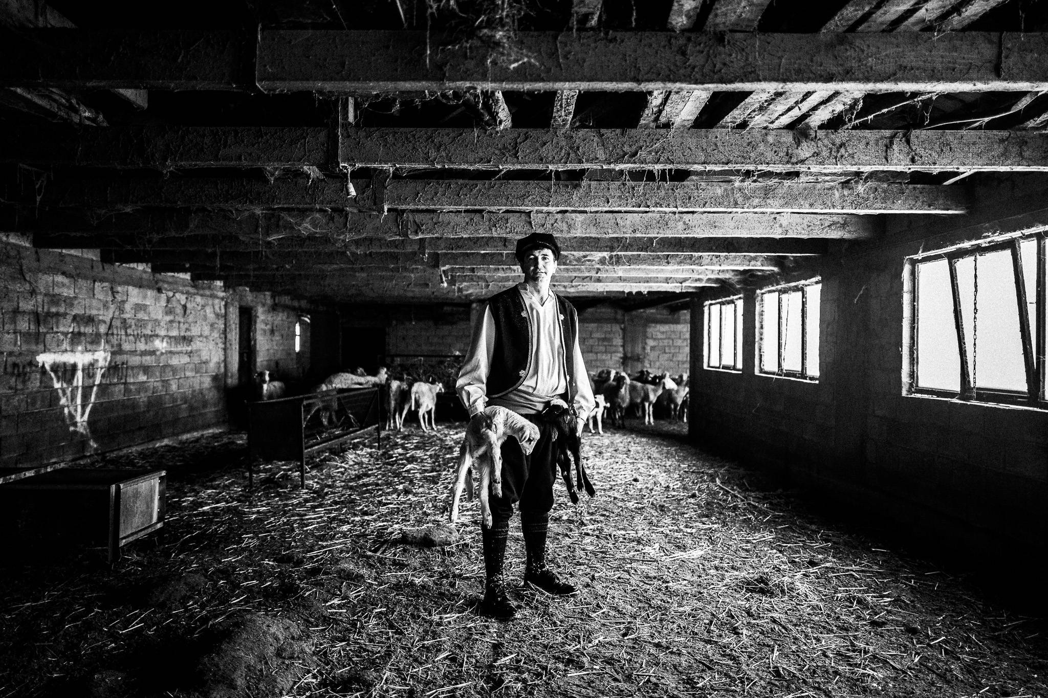 Yorgos with his sheep, Pagan Christmas customs of Northern Greece, by photographer George Tatakis