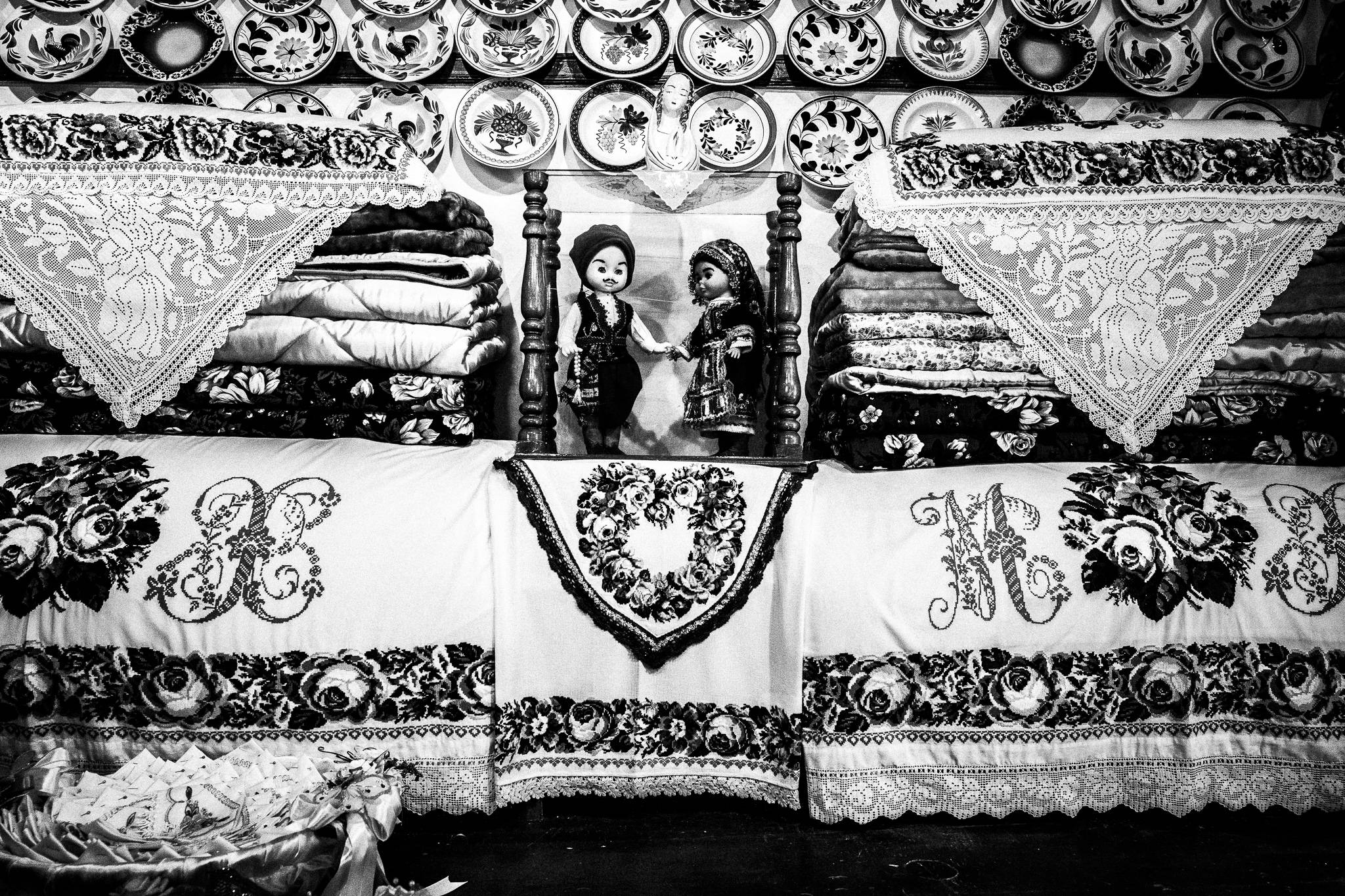 Inside a traditional house in Olympos, Karpathos, Greece. Black and white photography by George Tatakis