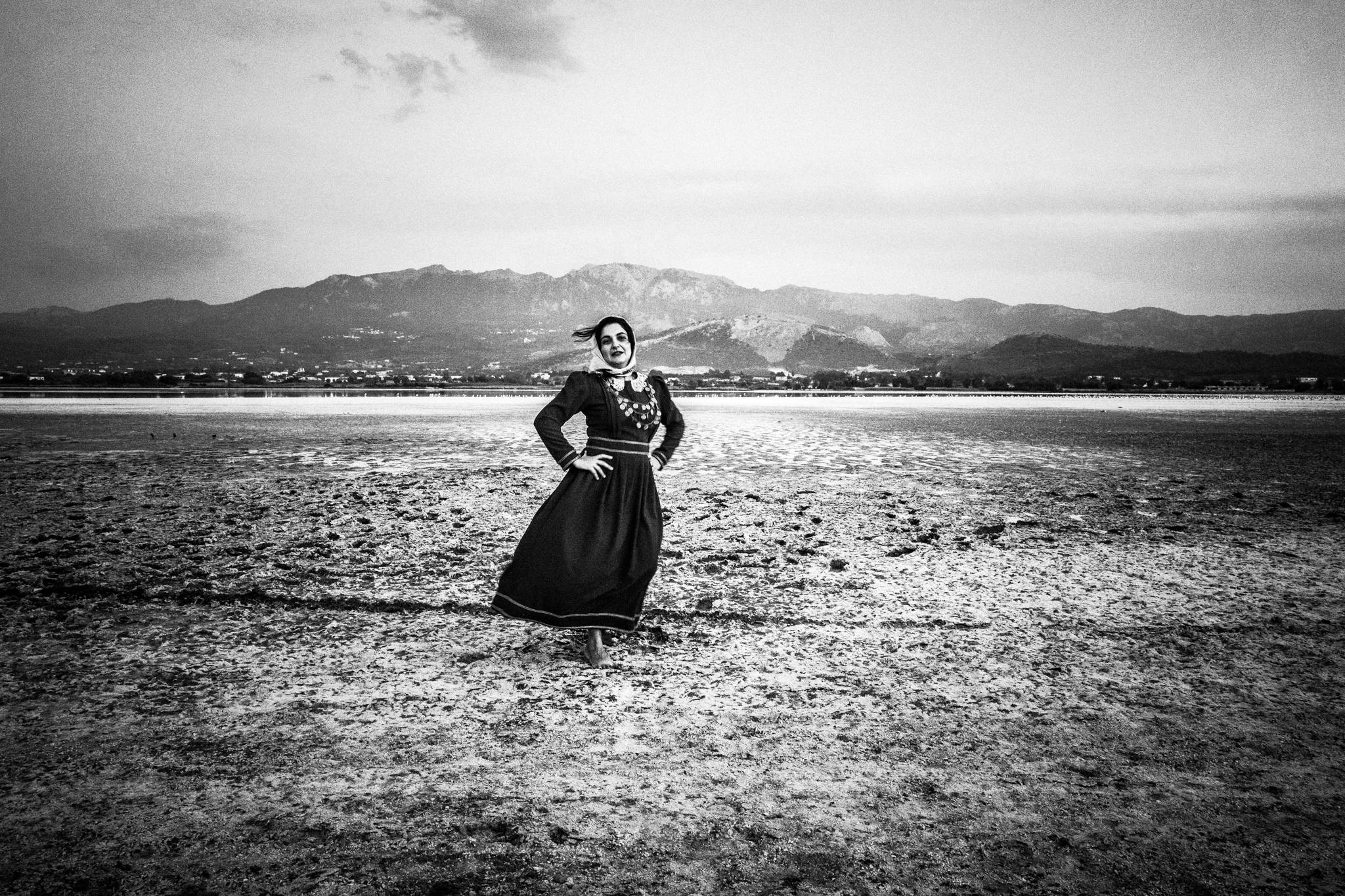 Traditional costumes of Kos in the salt lake of Tigkaki, Kos, by photographer George Tatakis