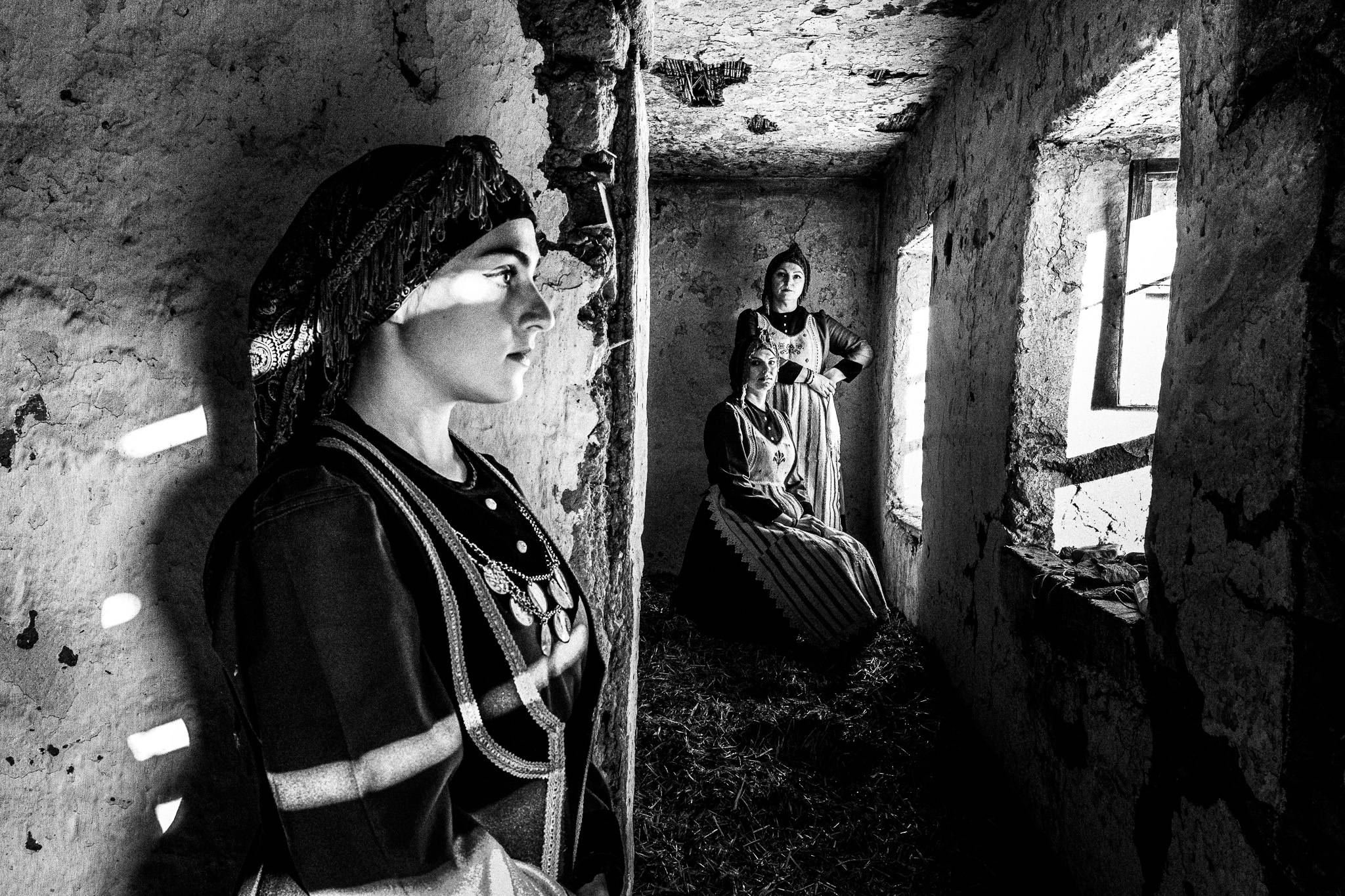 Rural traditional costumes of Kastoria, at Lefki village, Pagan Christmas customs of Northern Greece, by photographer George Tatakis