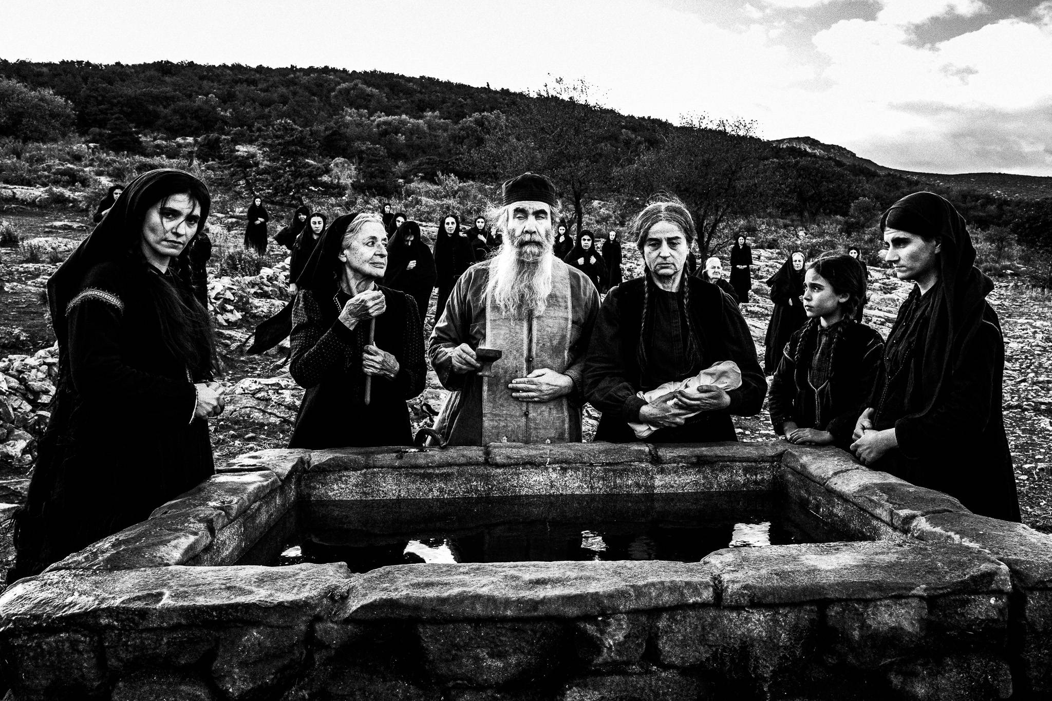 Scene from a dream with Karyofillia Karabetis. Black and white photography by George Tatakis during the filming of 'Φόνισσα'(Fonissa).