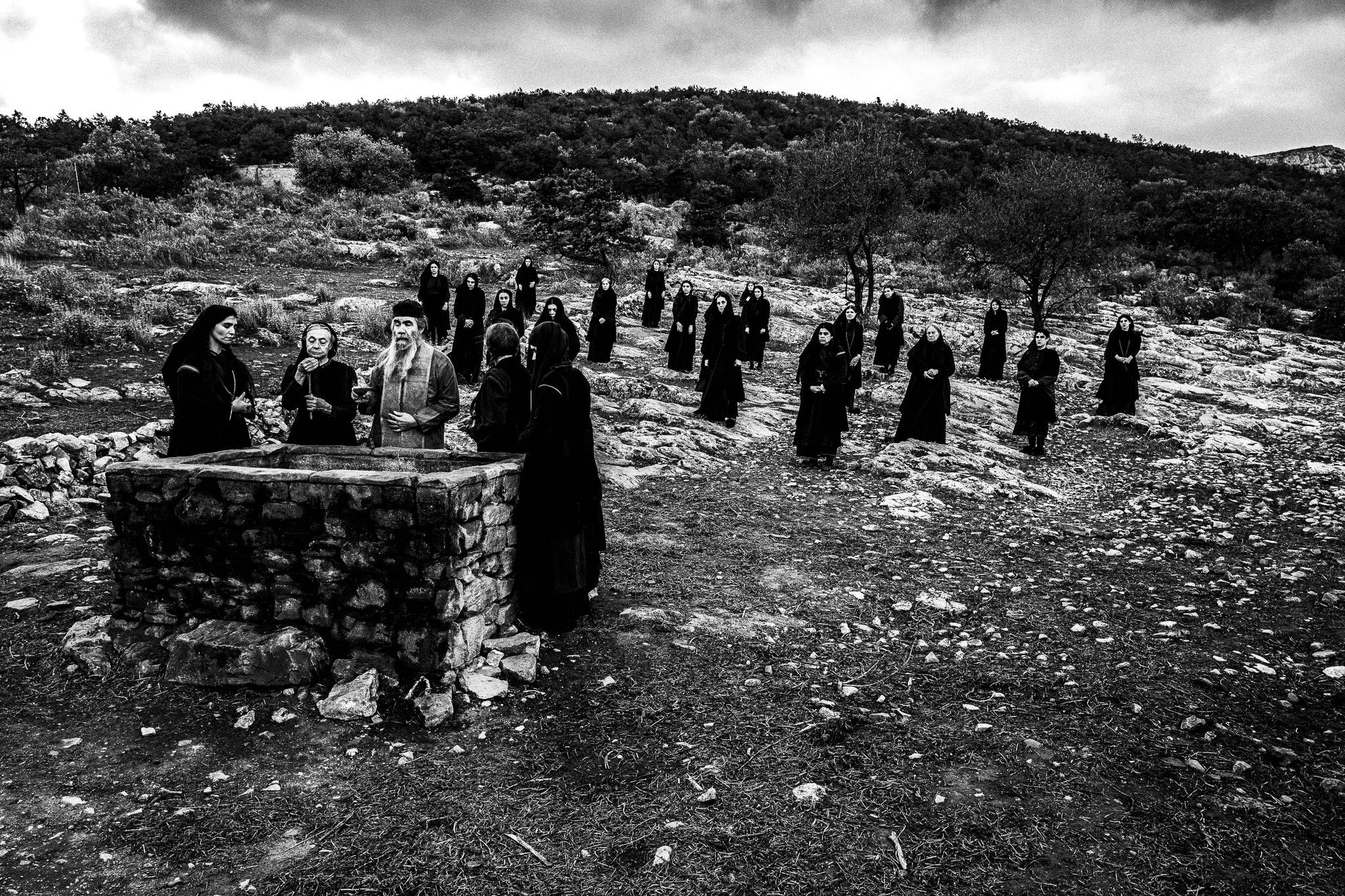 Scene from a dream. Black and white photography by George Tatakis during the filming of 'Φόνισσα'(Fonissa).Black and white photography by George Tatakis during the filming of 'Φόνισσα'(Fonissa).