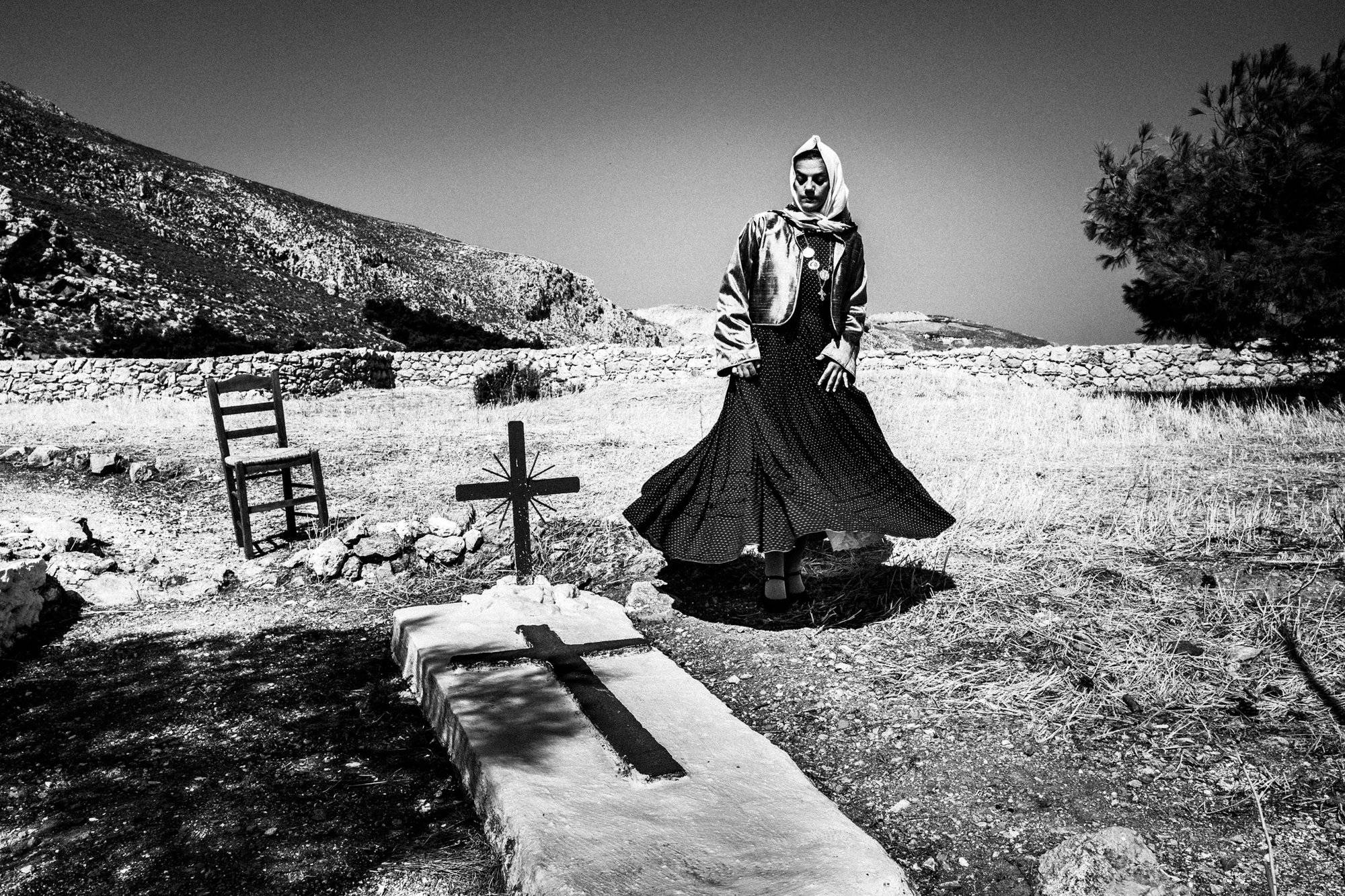 Christina in the traditional urban dress Greece. South Aegean. Kalymnos. © George Tatakis