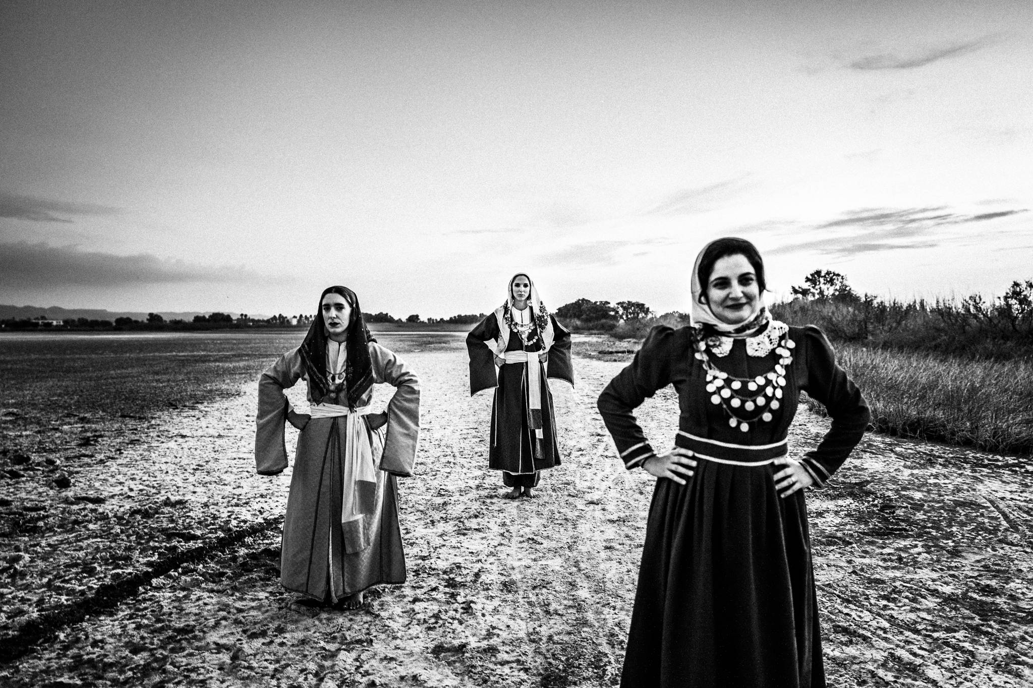 Traditional costumes of Kos in the salt lake of Tigkaki, Kos, by photographer George Tatakis
