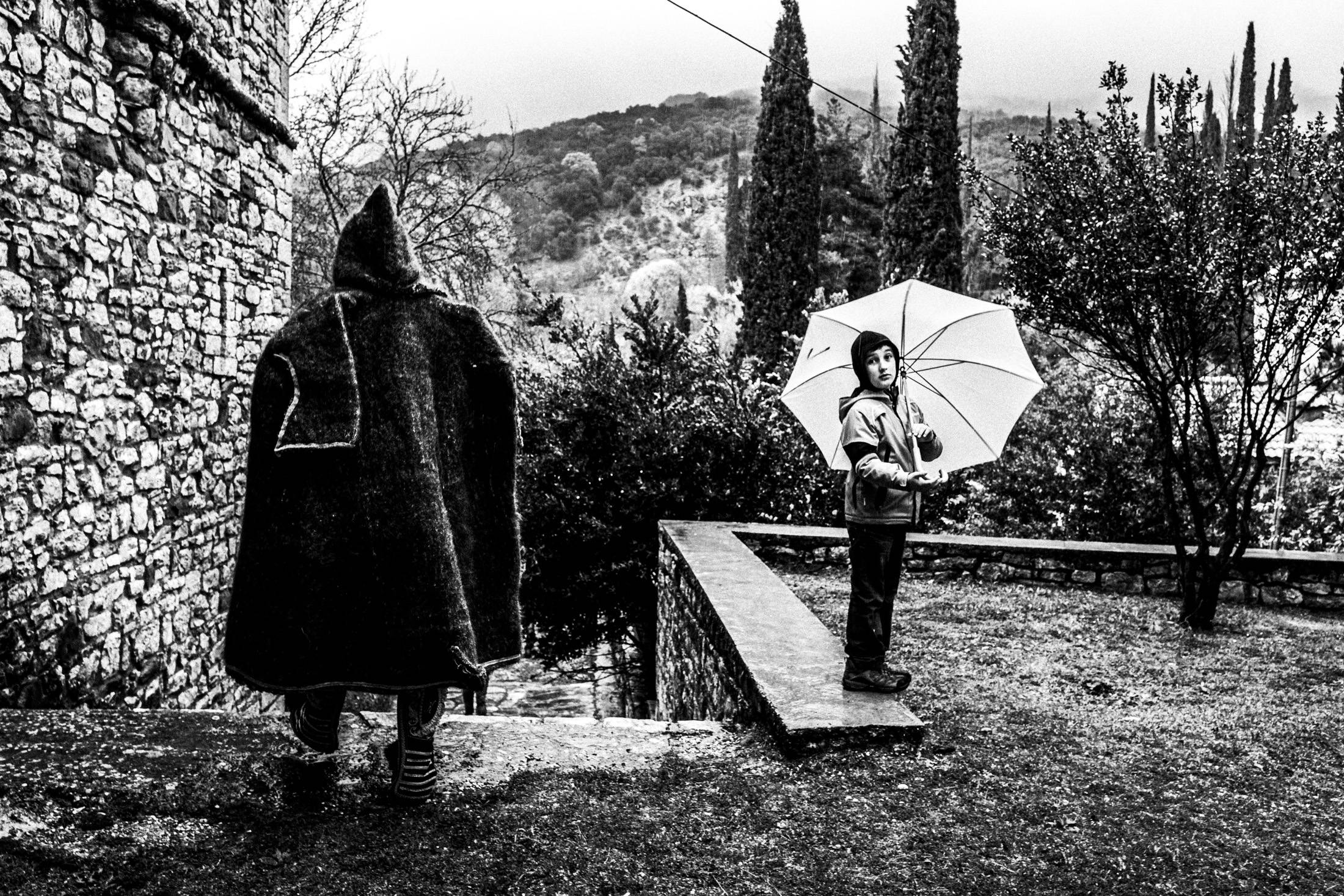 1821 Greek Revolution Creed Reenactment at Agia Lavra, in Kalavryta, Peloponnese, black and white photography from Greece by George Tatakis