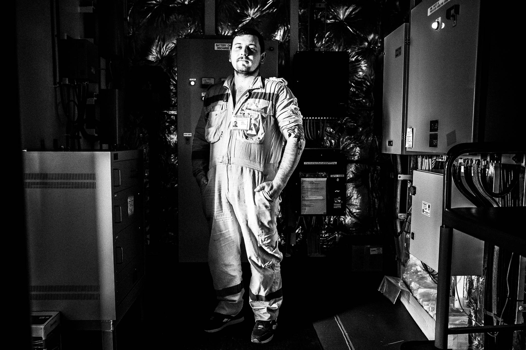 Anton in the panels' room of the bridge by photographer George Tatakis
