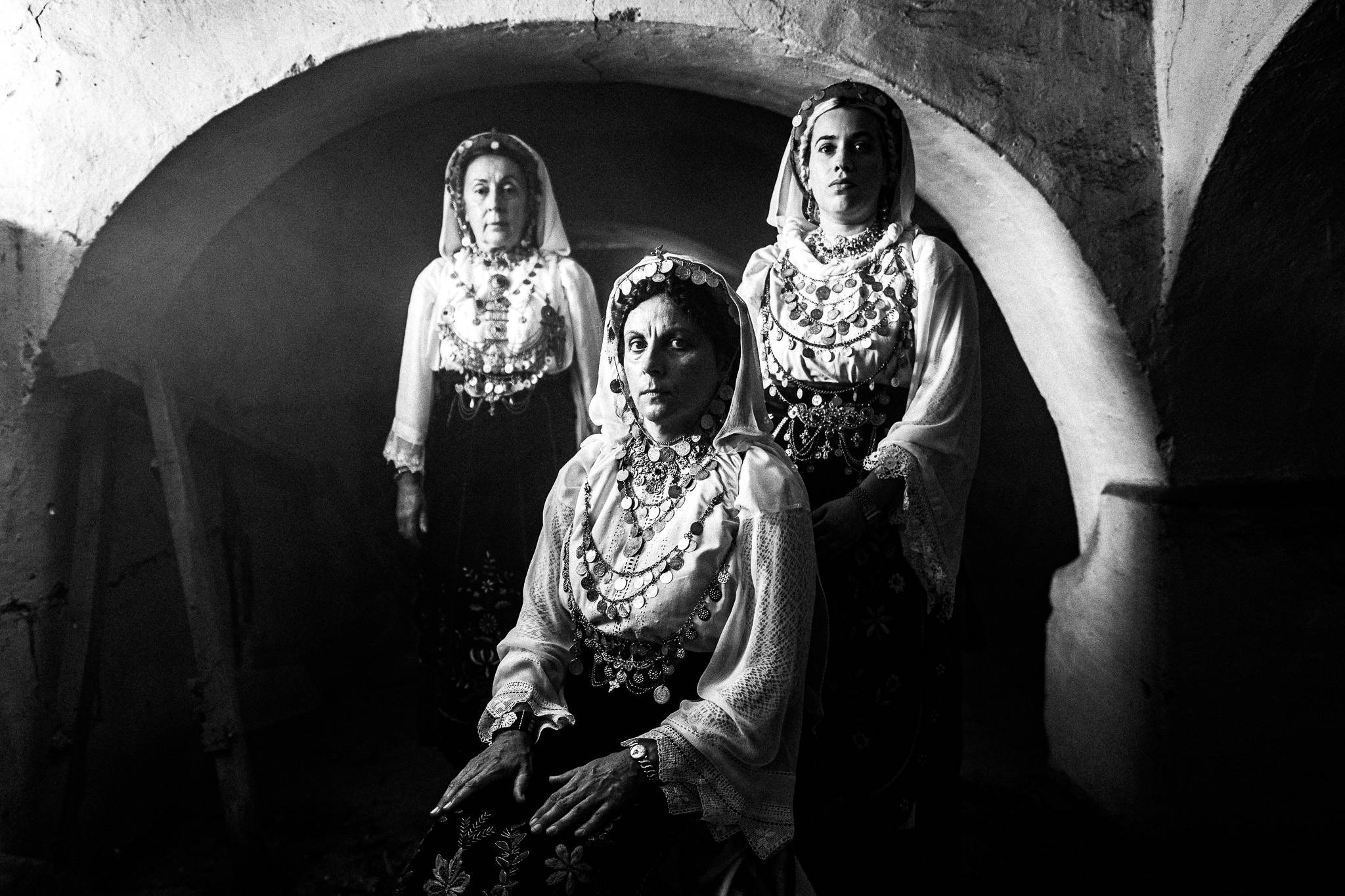 The costumes of Ayia Anna, Euboea, Greece by black-and-white photographer George Tatakis
