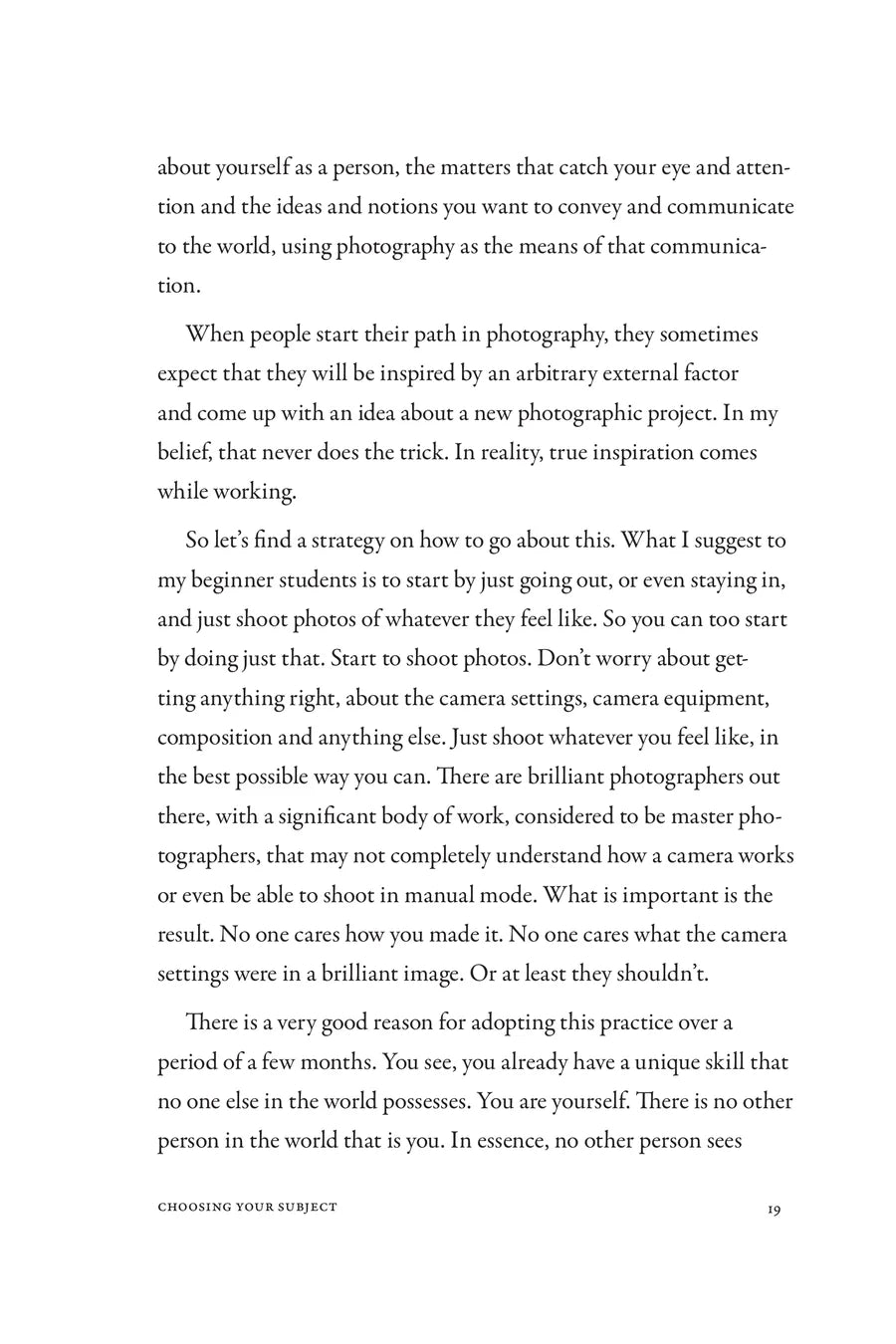 Printed page 19: Choosing a photographic subject